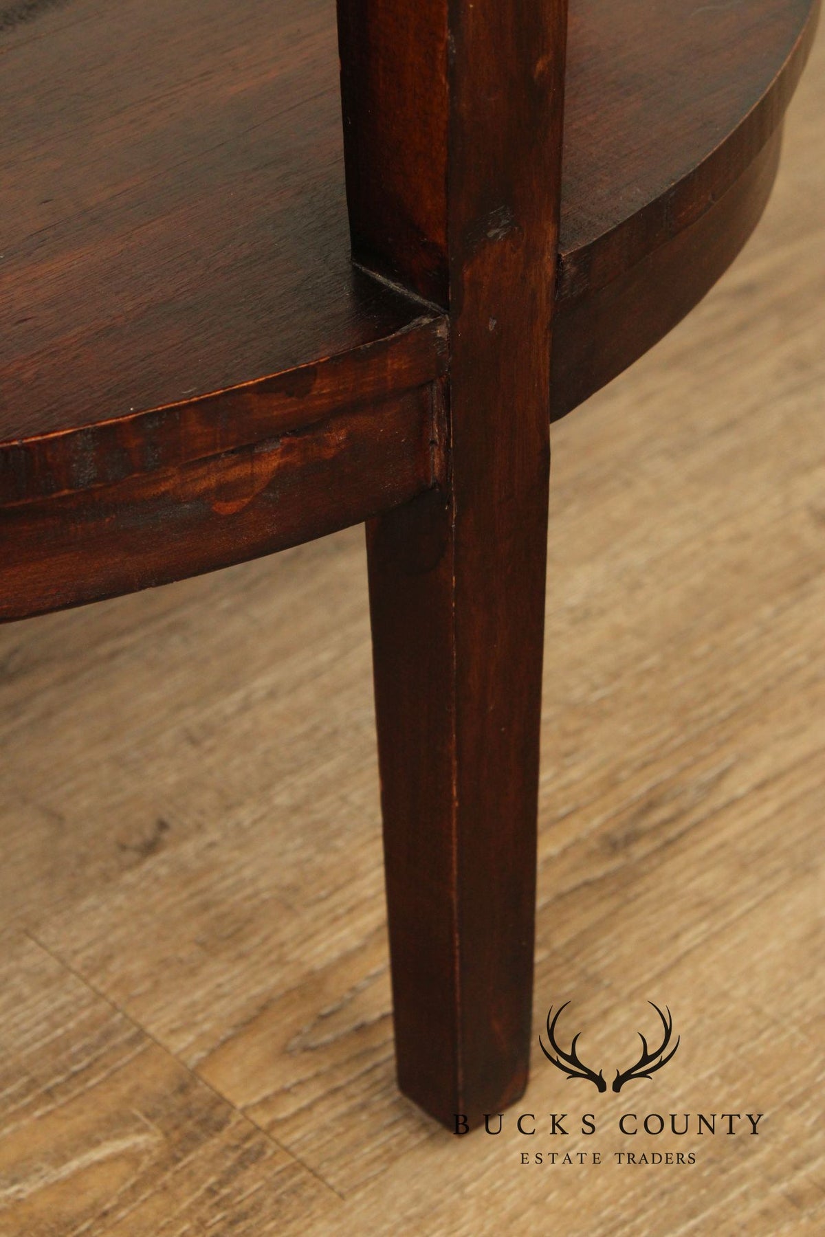 Rustic Round Two-Tier Hardwood Side Table