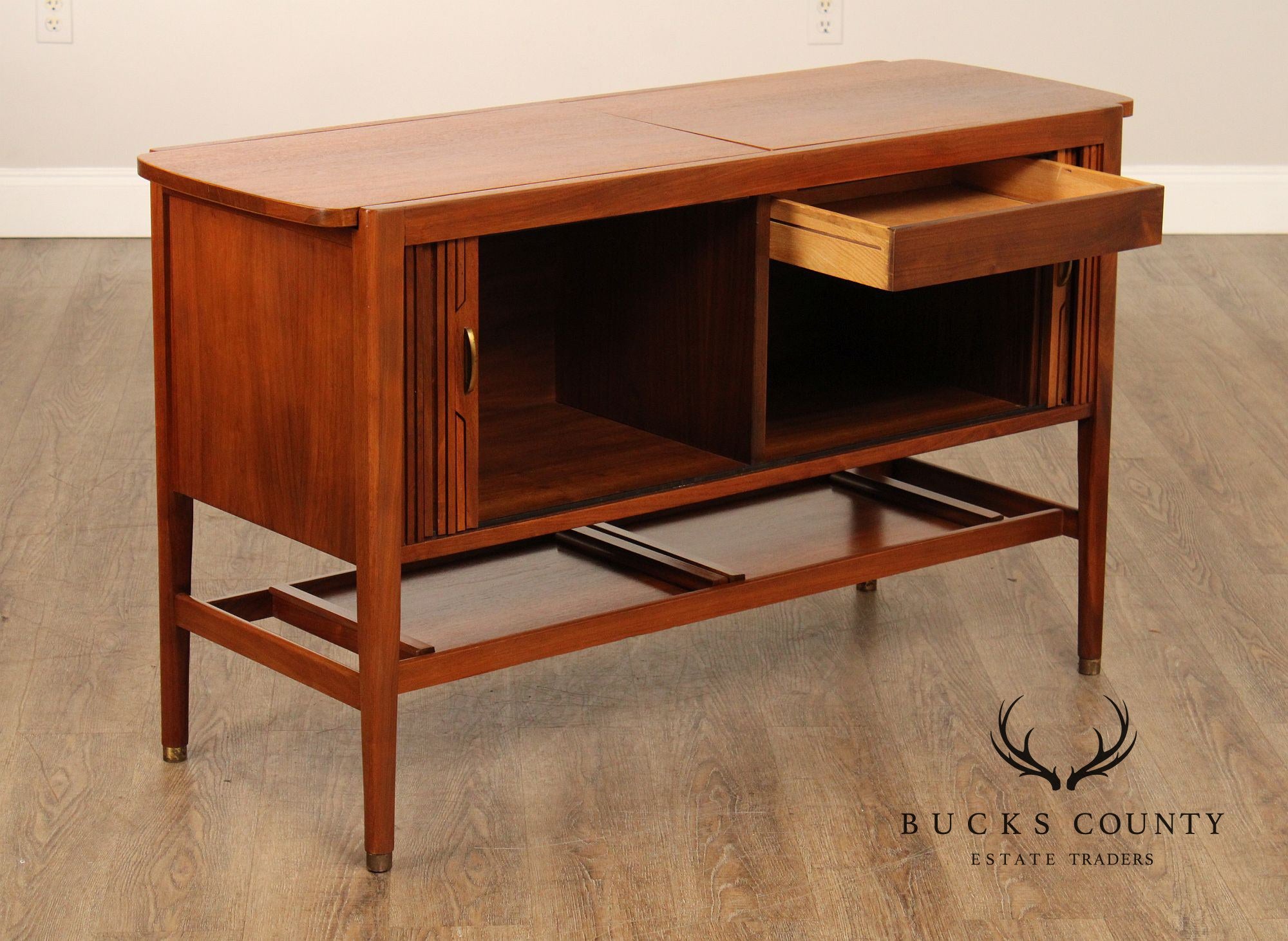 Drexel 'Declaration' Mid Century Modern Walnut Sliding Top Server