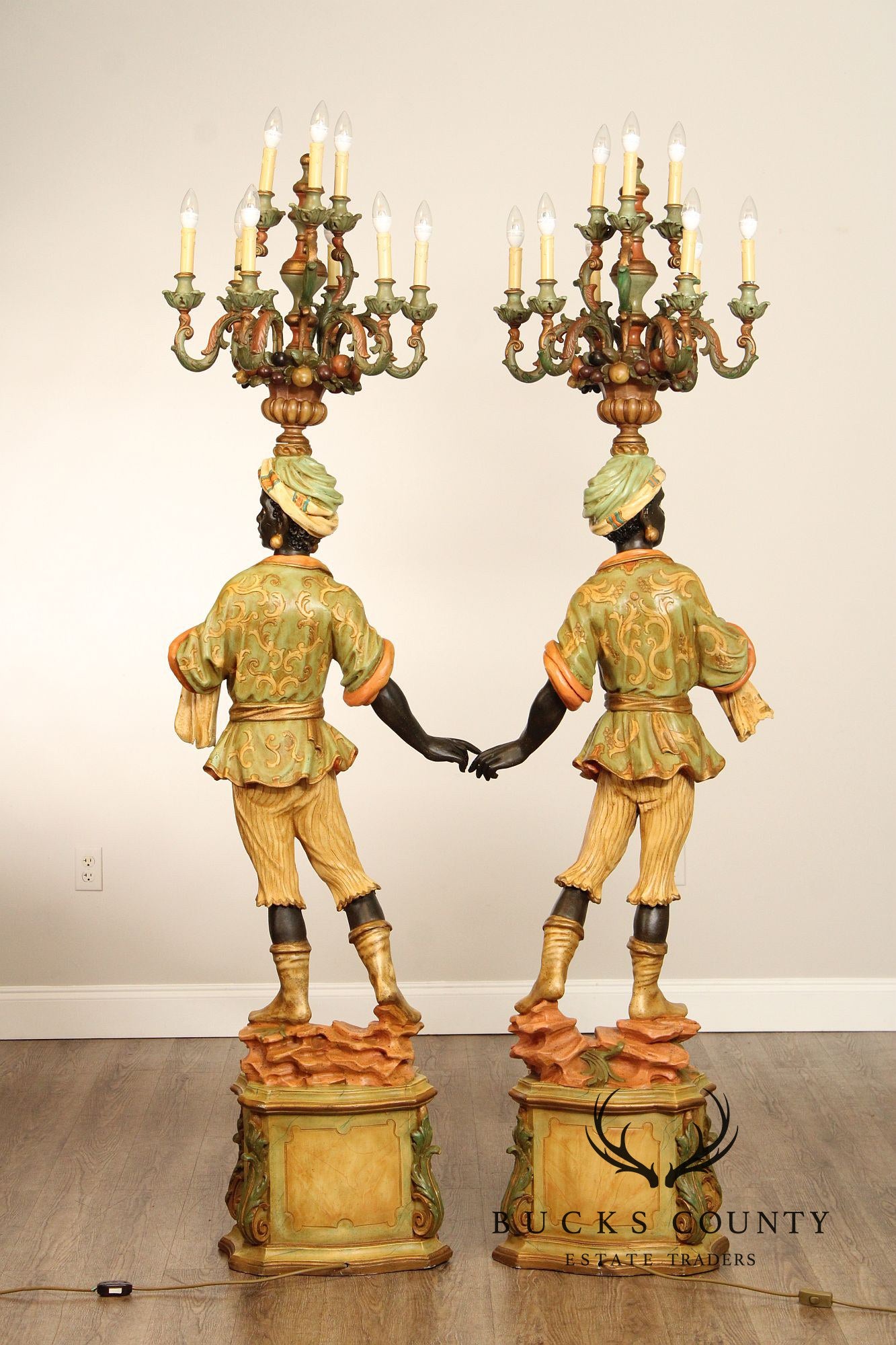 Vintage Pair Of  Blackmoor Torchiere Floor Lamps