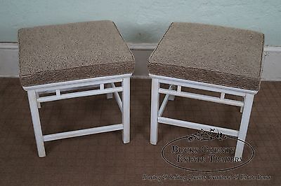 Quality Pair of James Mont Era Asian Influenced Painted Benches (D)