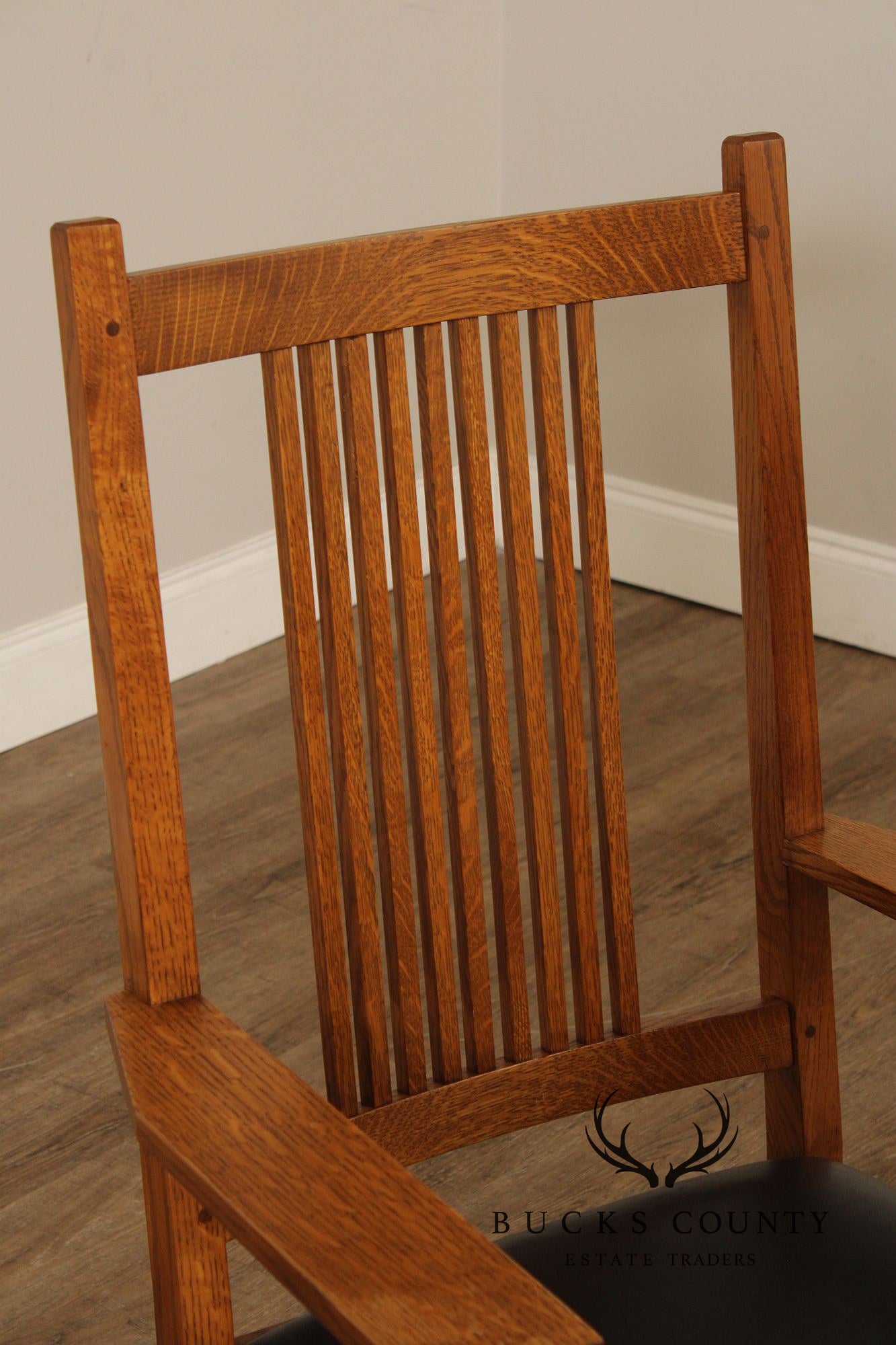 Stickley Mission Collection Pair of Oak Spindle Dining Armchairs