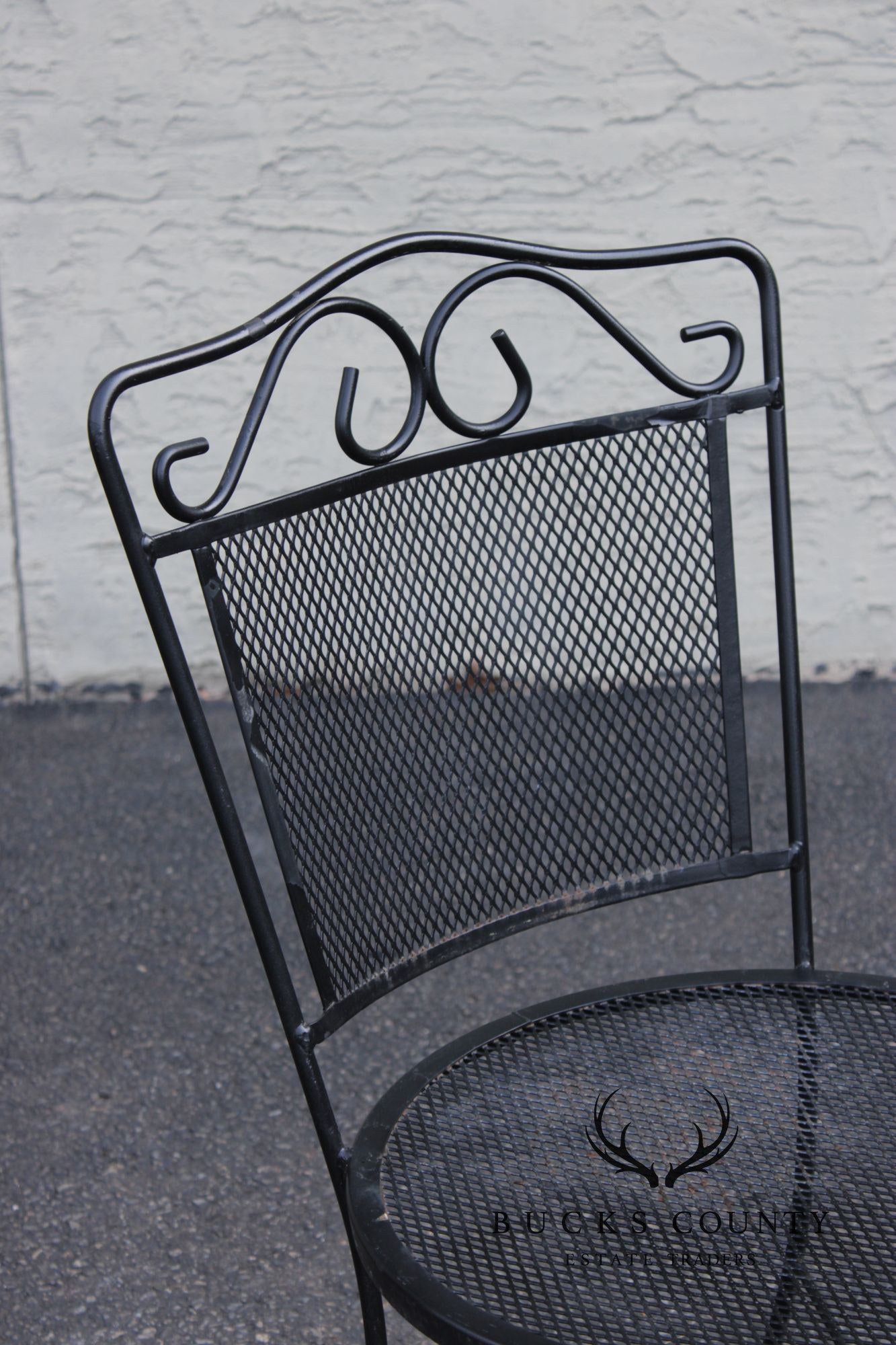 Vintage Pair of Wrought Iron Outdoor Patio Side Chairs