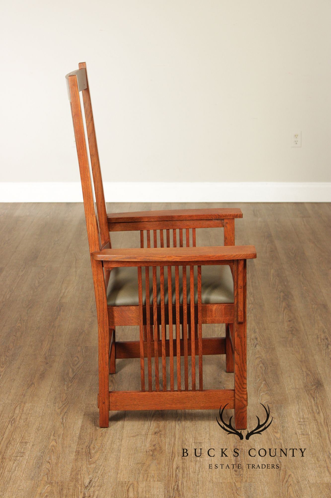 Stickley Mission Collection Pair of Oak Spindle Armchairs