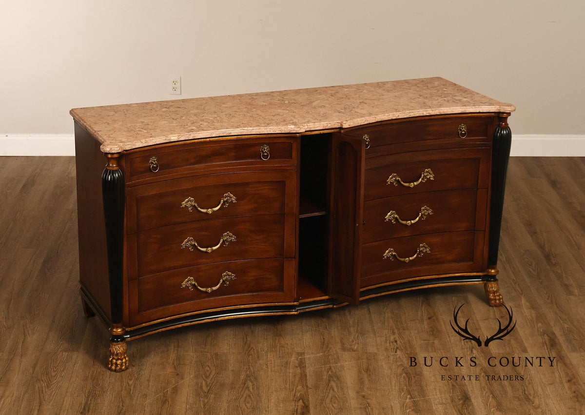 Marble Top Neoclassical Style Mahogany Dresser Buffet