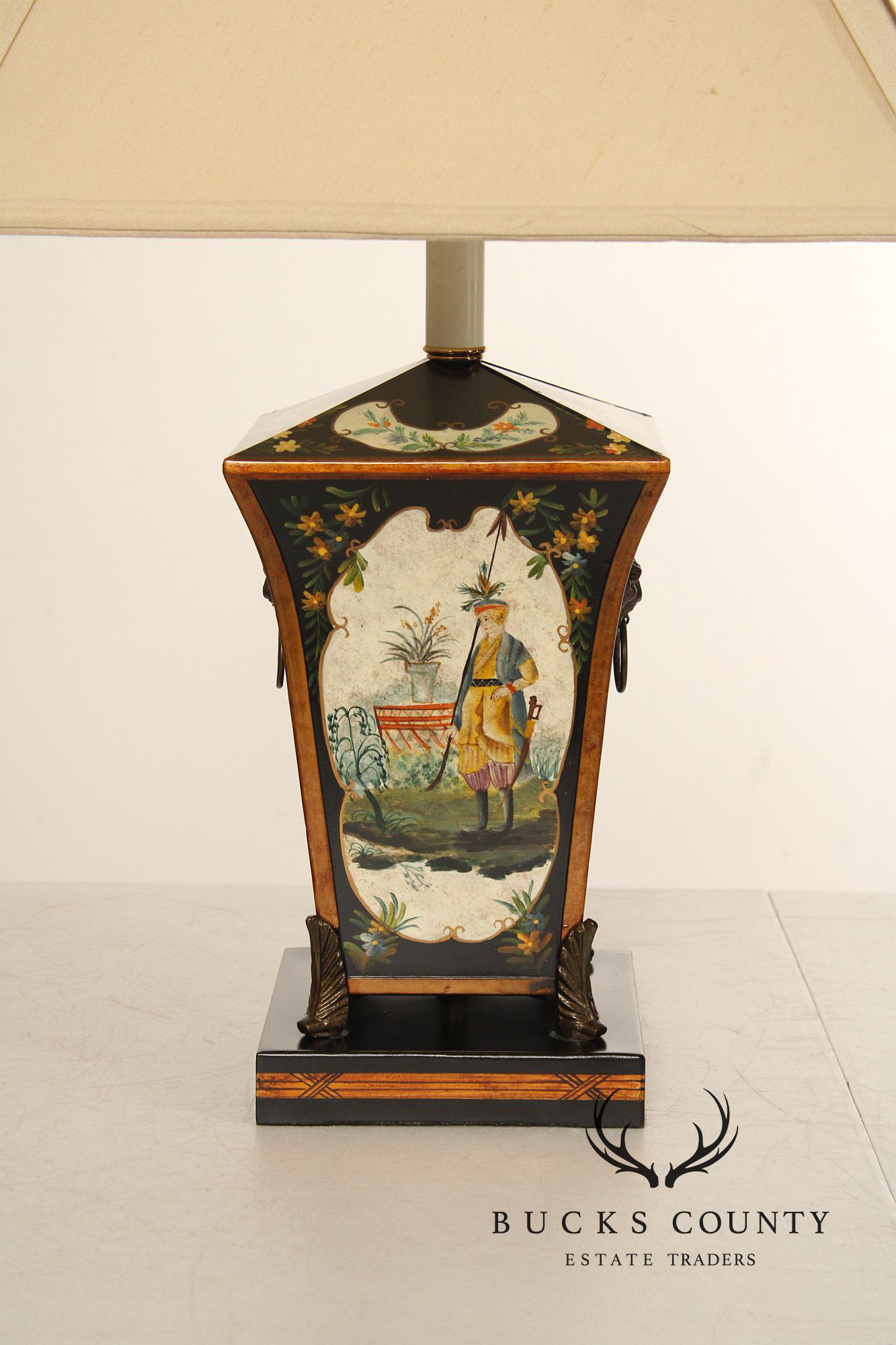 Chelsea House Pair of Painted Toleware Table Lamps