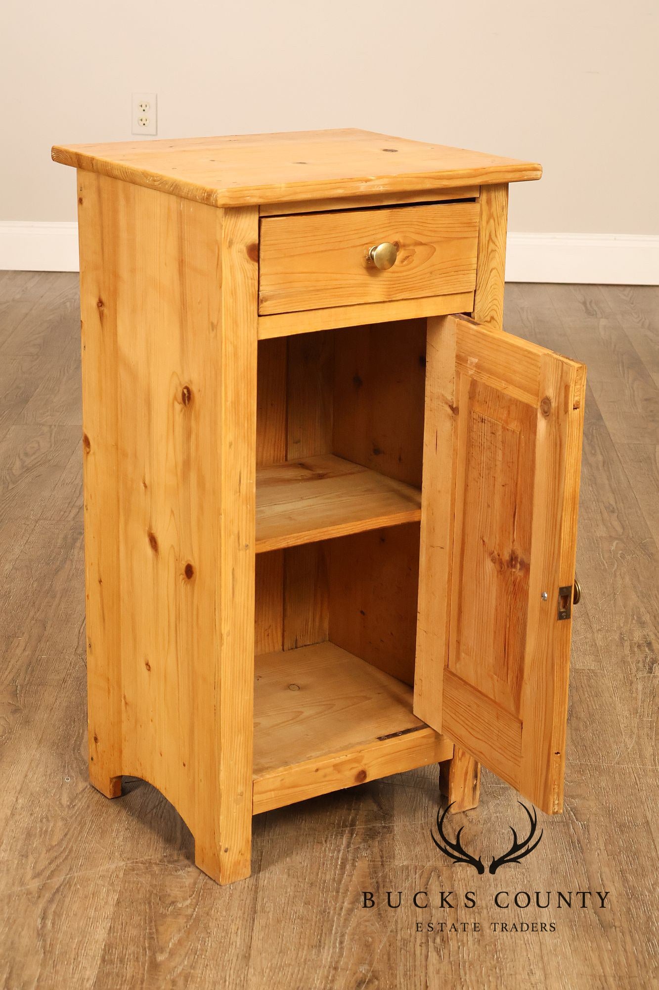 Rustic Style Pair of Pine Single Drawer Nightstands