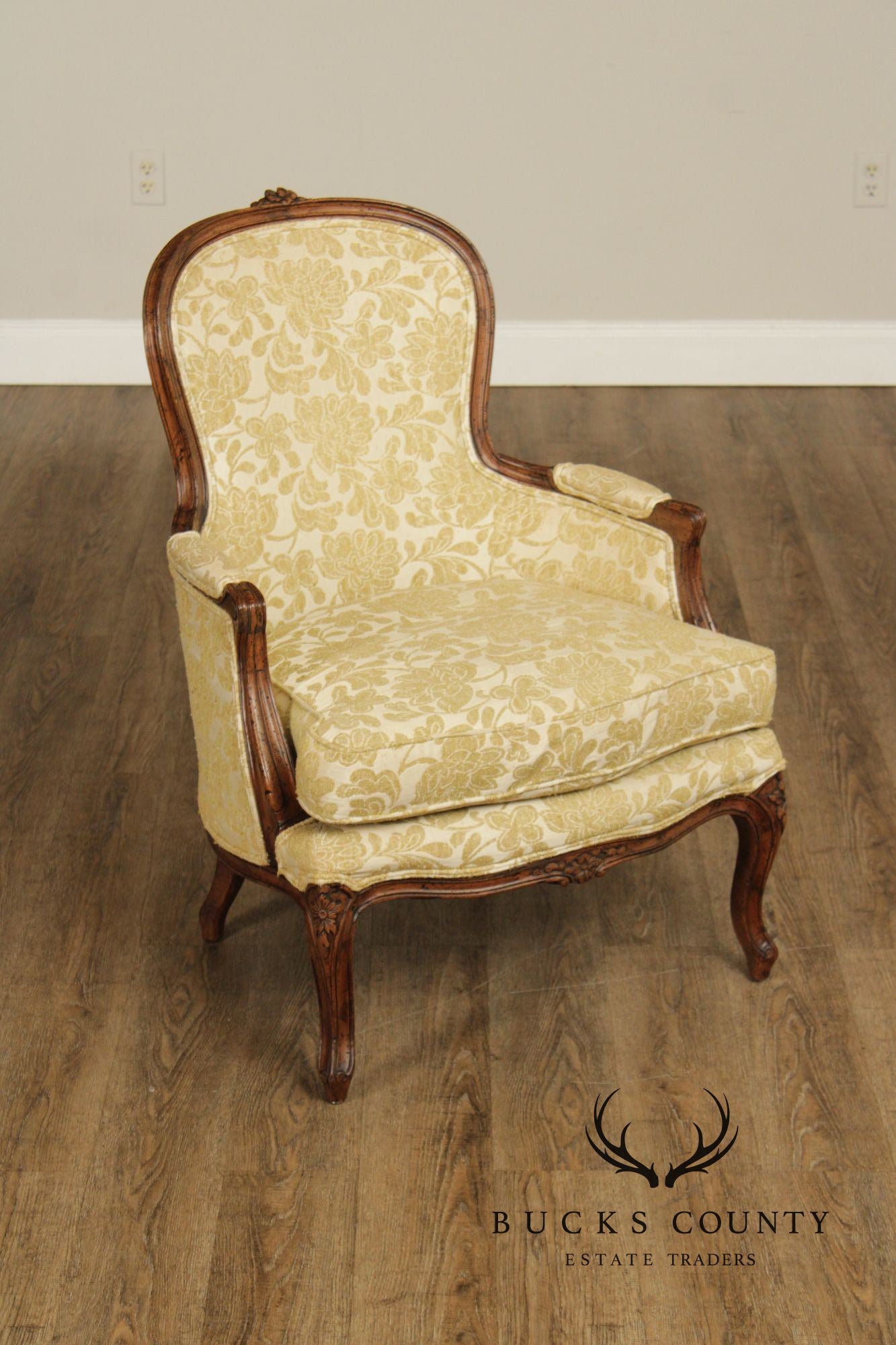 Henredon French Louis XV Style Vintage Pair of Fauteuil Armchairs