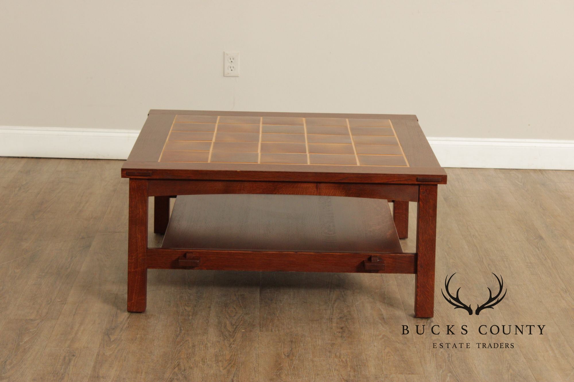 Stickley Mission Collection Oak Tile Top Cocktail Table