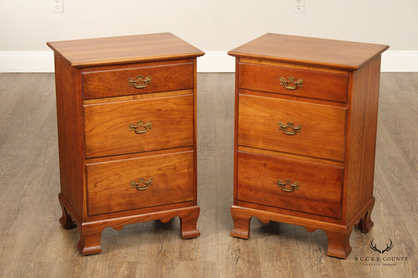 Stickley Cherry Valley Chippendale Style Pair of Nightstand Chests