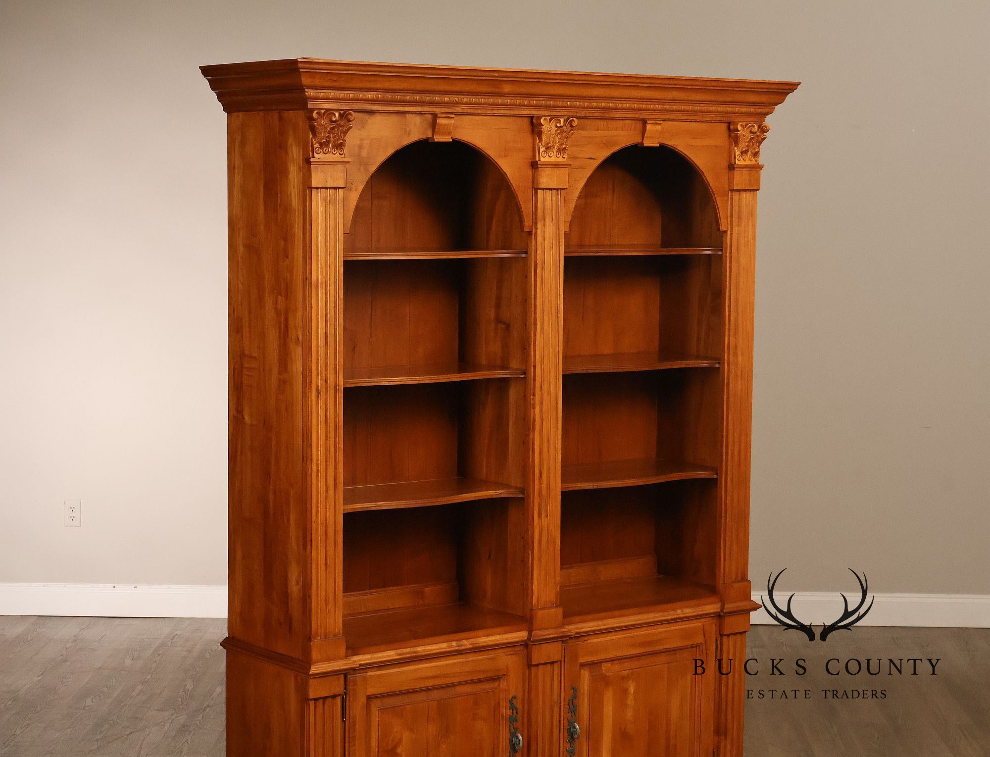 ETHAN ALLEN 'LEGACY' DOUBLE ARCHED BOOKCASE