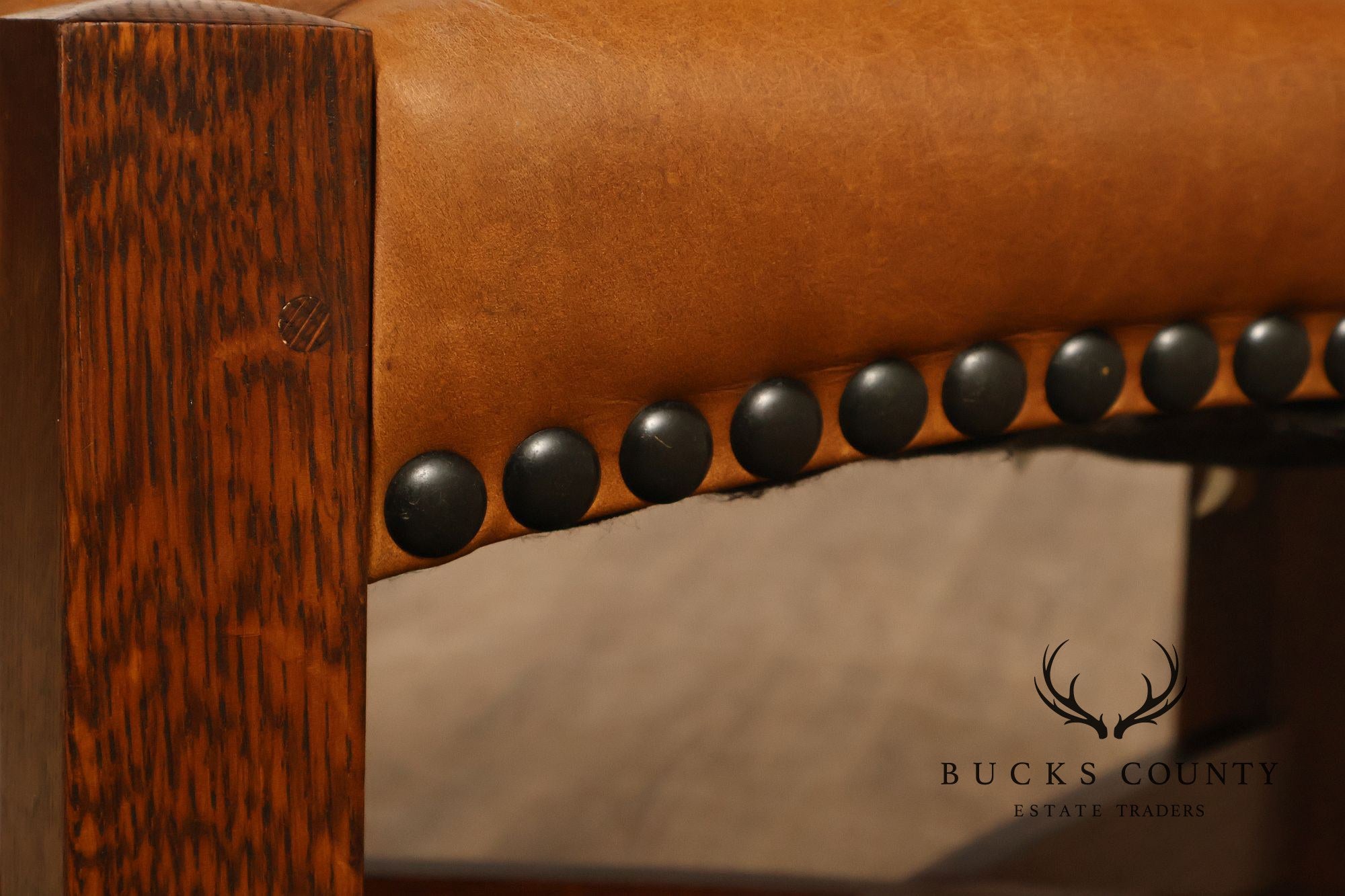 Stickley Mission Collection Oak and Leather Eastwood Footstool