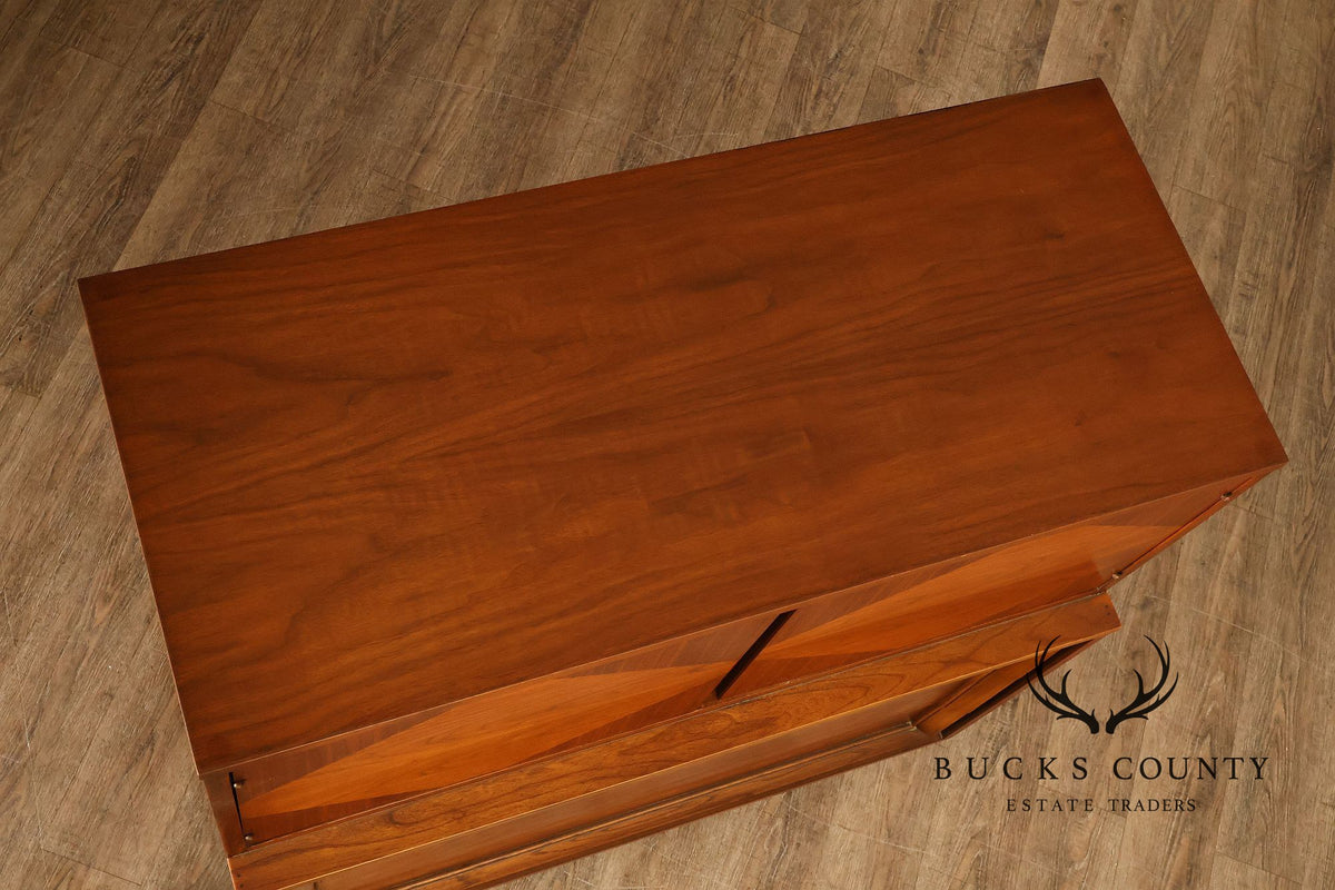 Mid Century Modern Walnut Gentleman’s Chest With Cabinet And Drawers By Basic Witz
