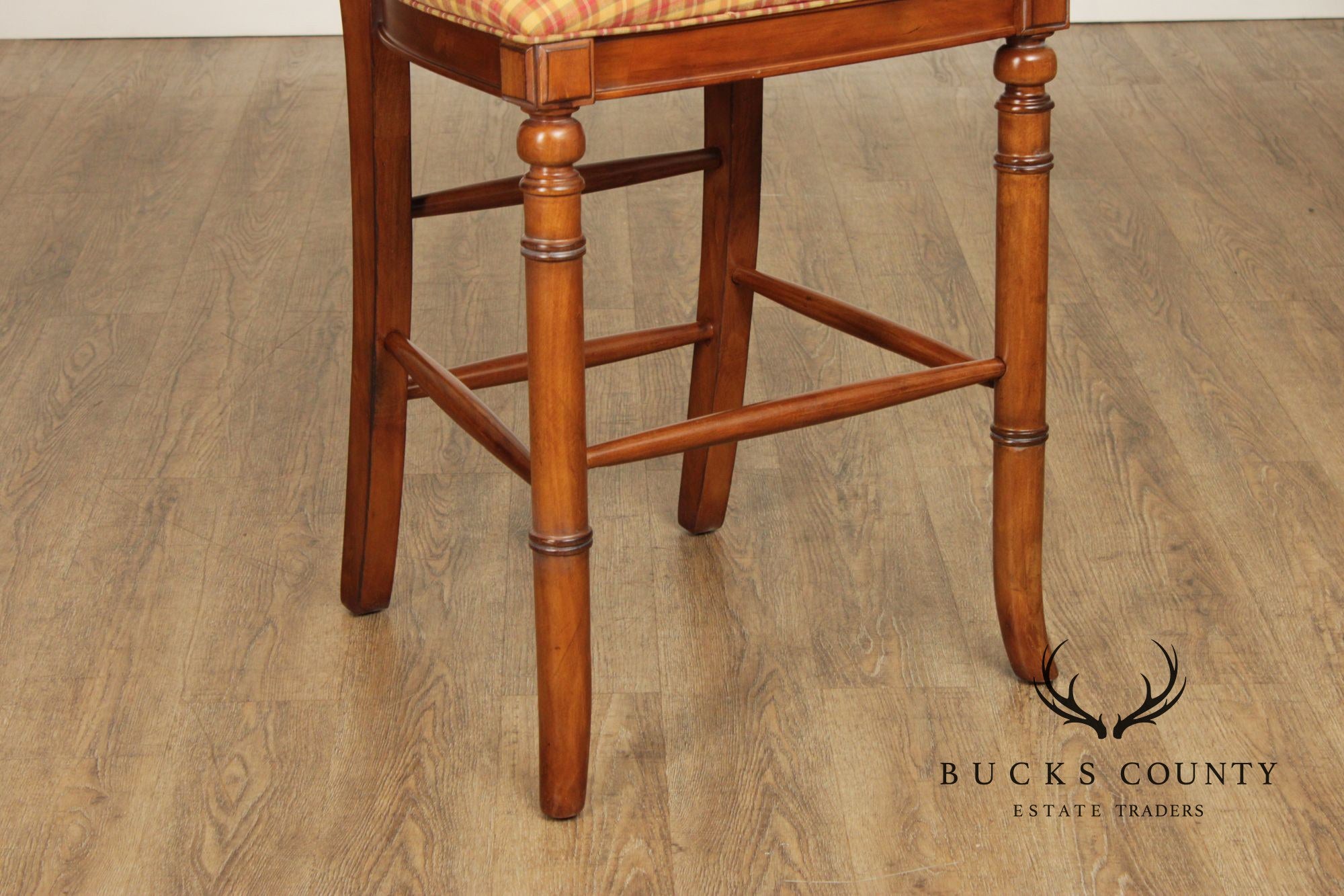 French Country Style Set of Six Cane Back Bar Stools