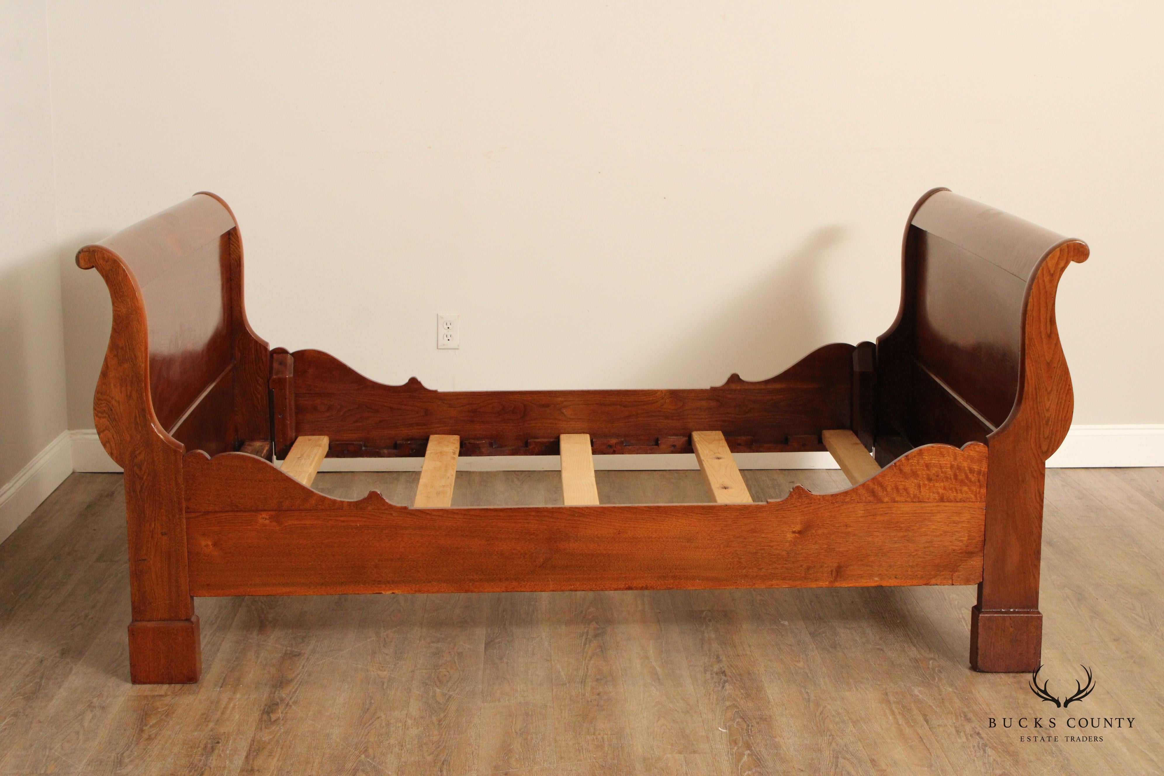 Antique Empire Full-Size Walnut Sleigh Bed
