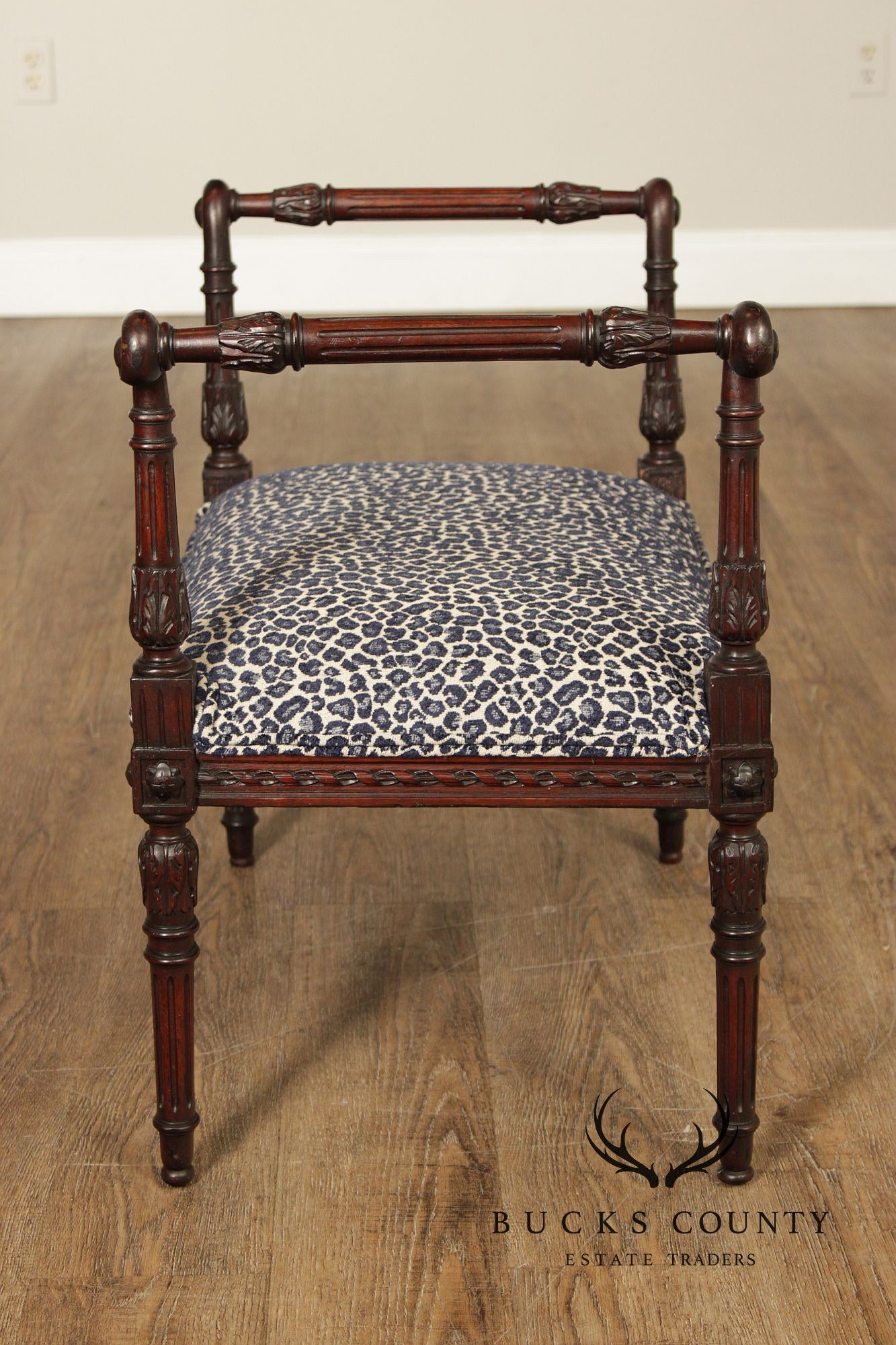 French Louis XVI Style Mahogany Vanity Bench