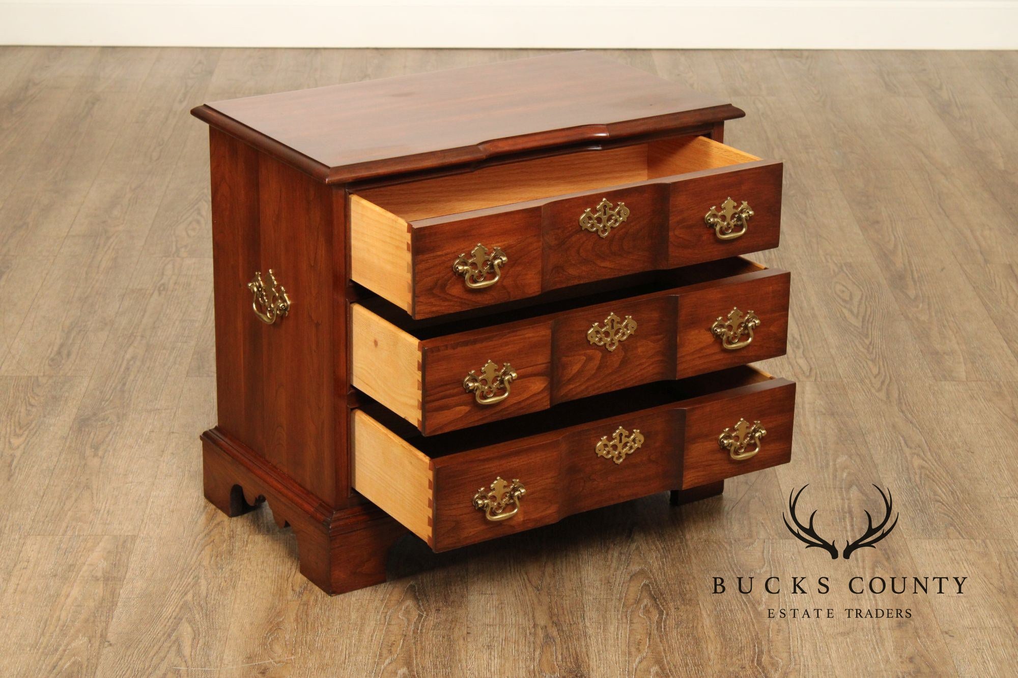 Pennsylvania House Chippendale Style Cherry Blockfront Chest Nightstand