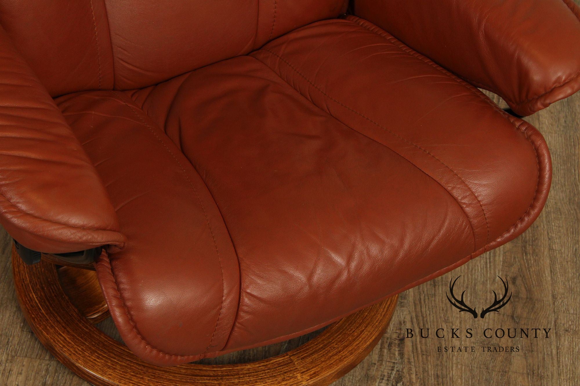 Ekornes Stressless Mid Century Modern Style Leather Recliner With Ottoman