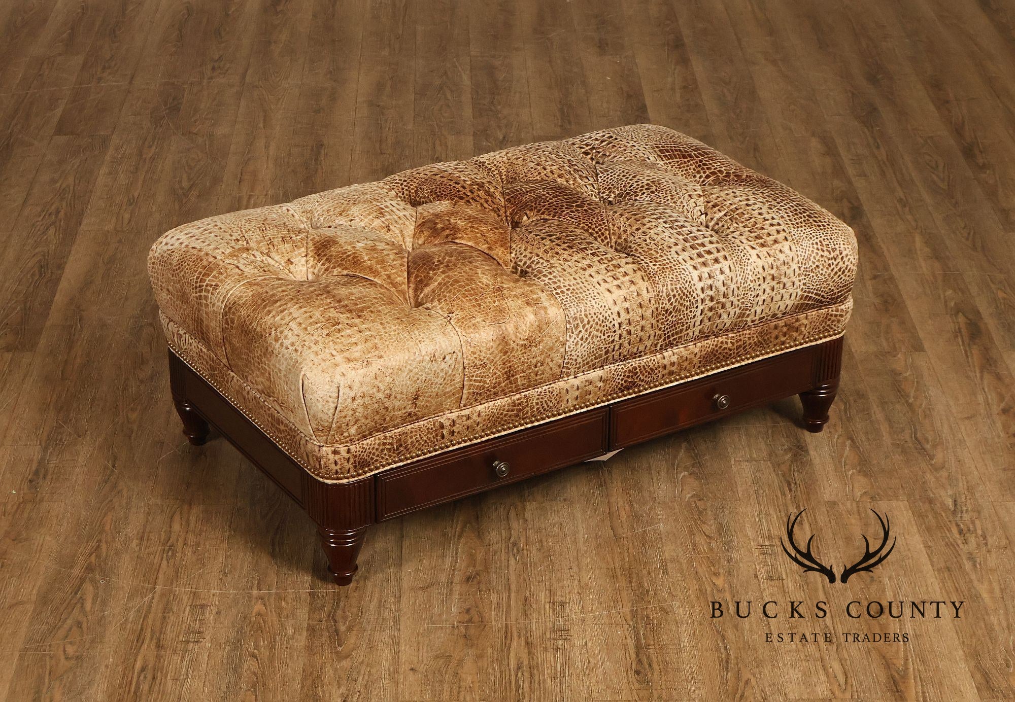 Hancock & Moore Tufted Leather "Robinson" Storage Ottoman