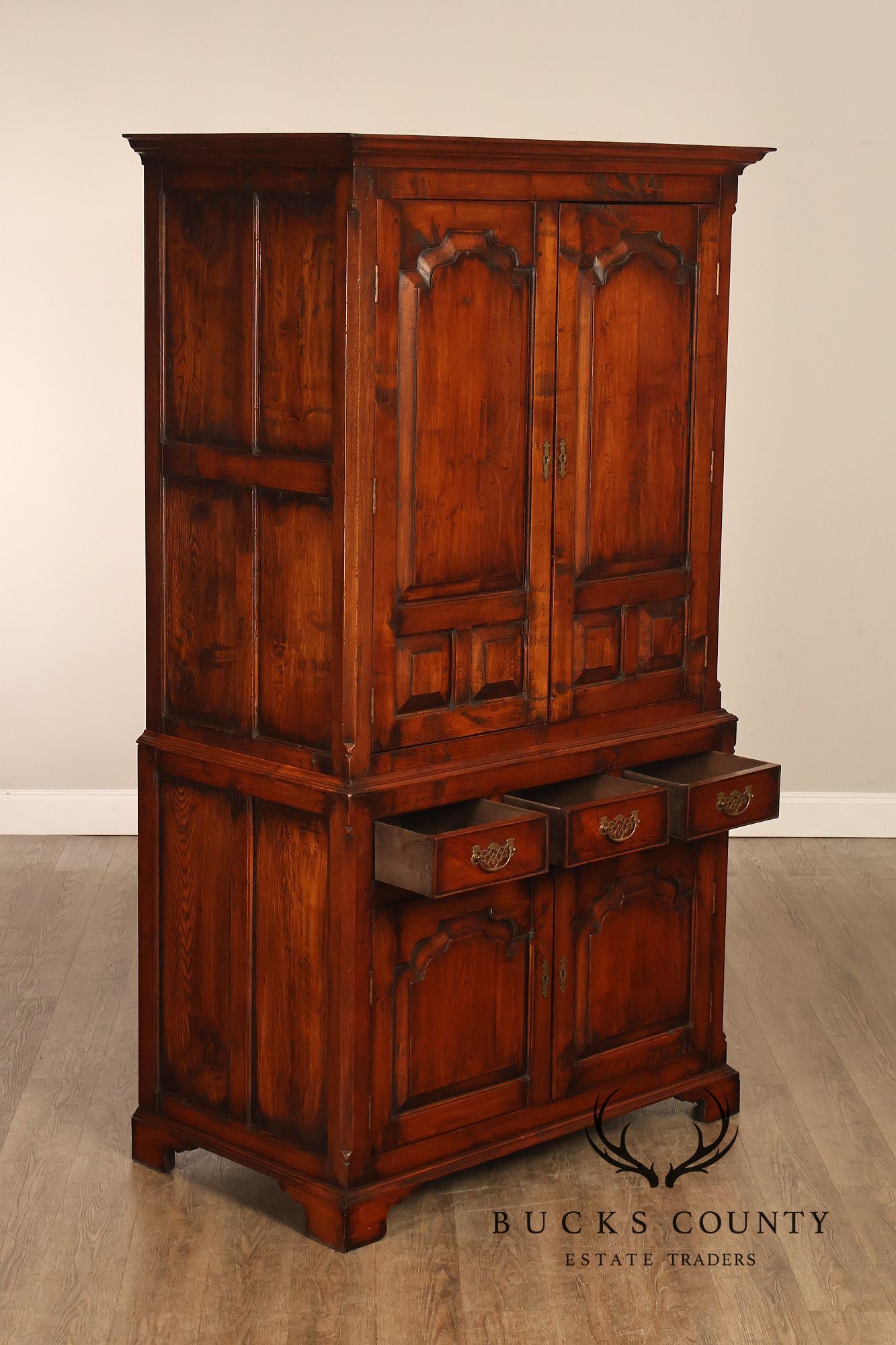 English Reproduction Georgian Style Linen Press Cabinet
