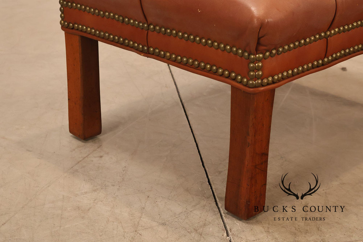 Leathercraft Tufted Leather Ottoman