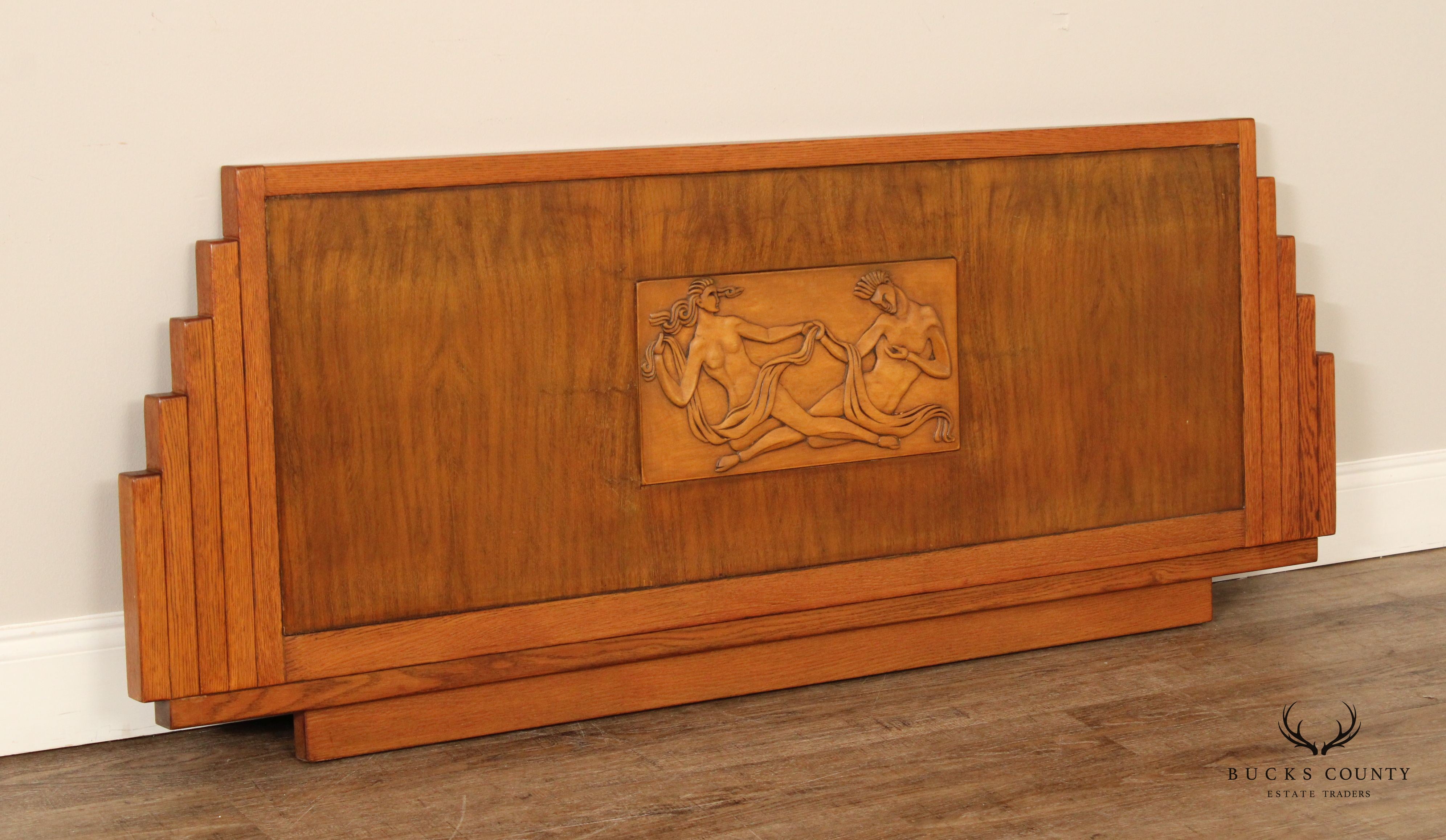 Grand Rapids Art Deco Period Queen Headboard And Footboard