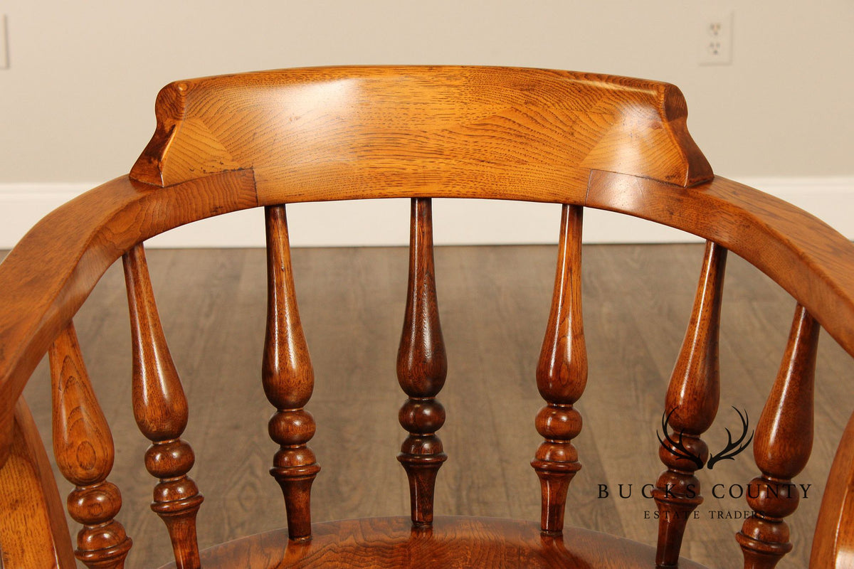 English Traditional Style Set of Four Oak Dining Armchairs