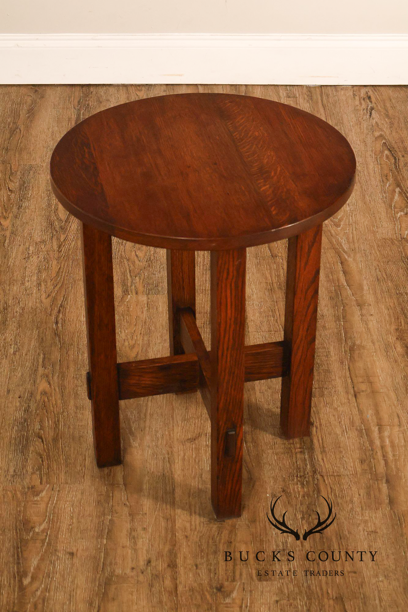 Arts And Crafts Style Round Oak Lamp Table