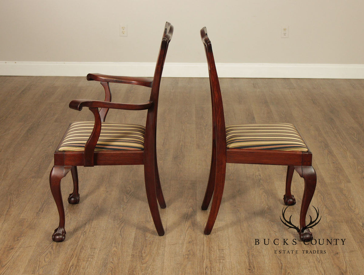Vintage Chippendale Style Set Of Six Mahogany Dining Chairs