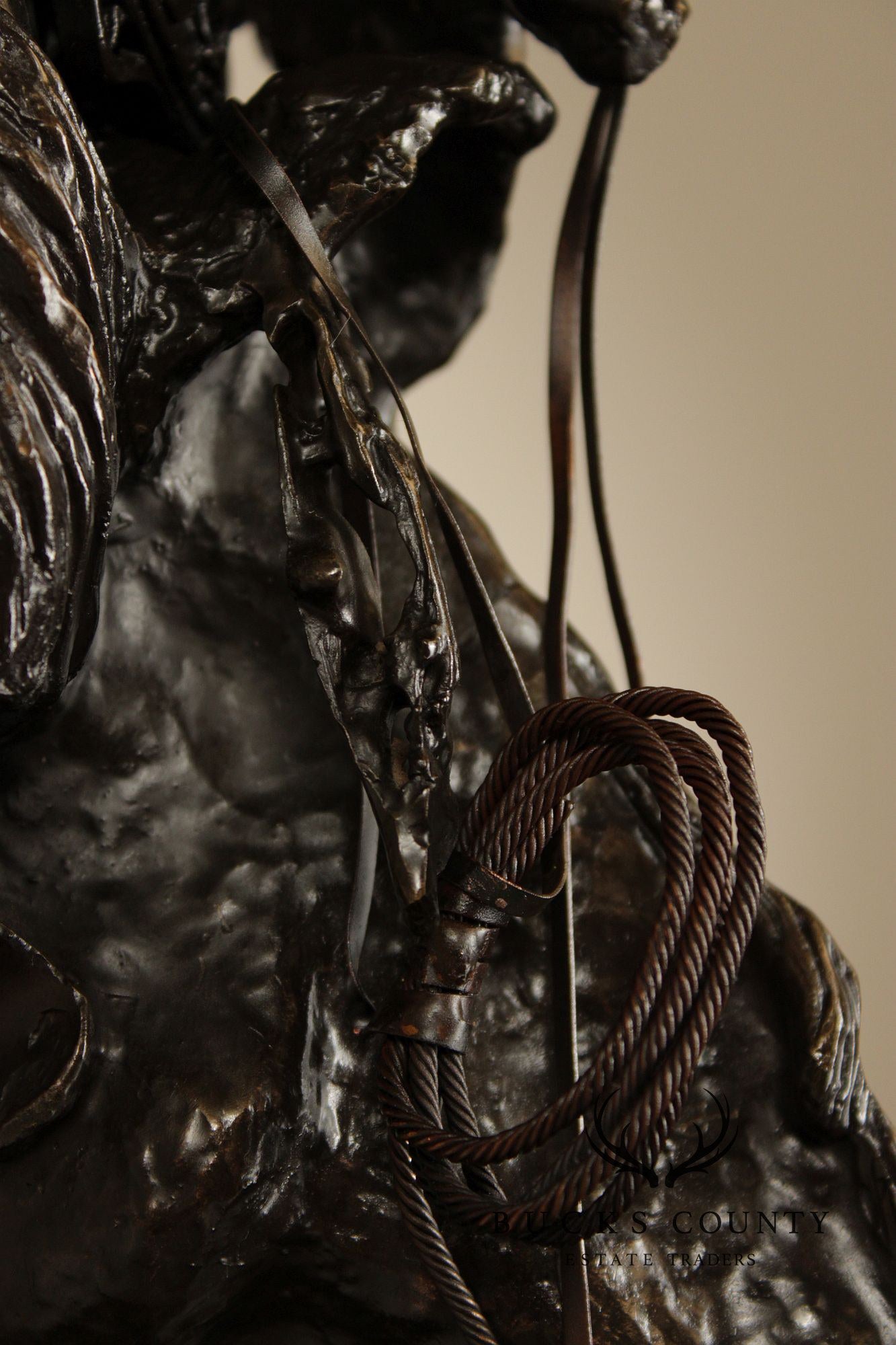 Frederic Remington Mountain Man Bronze Sculpture On Marble Base