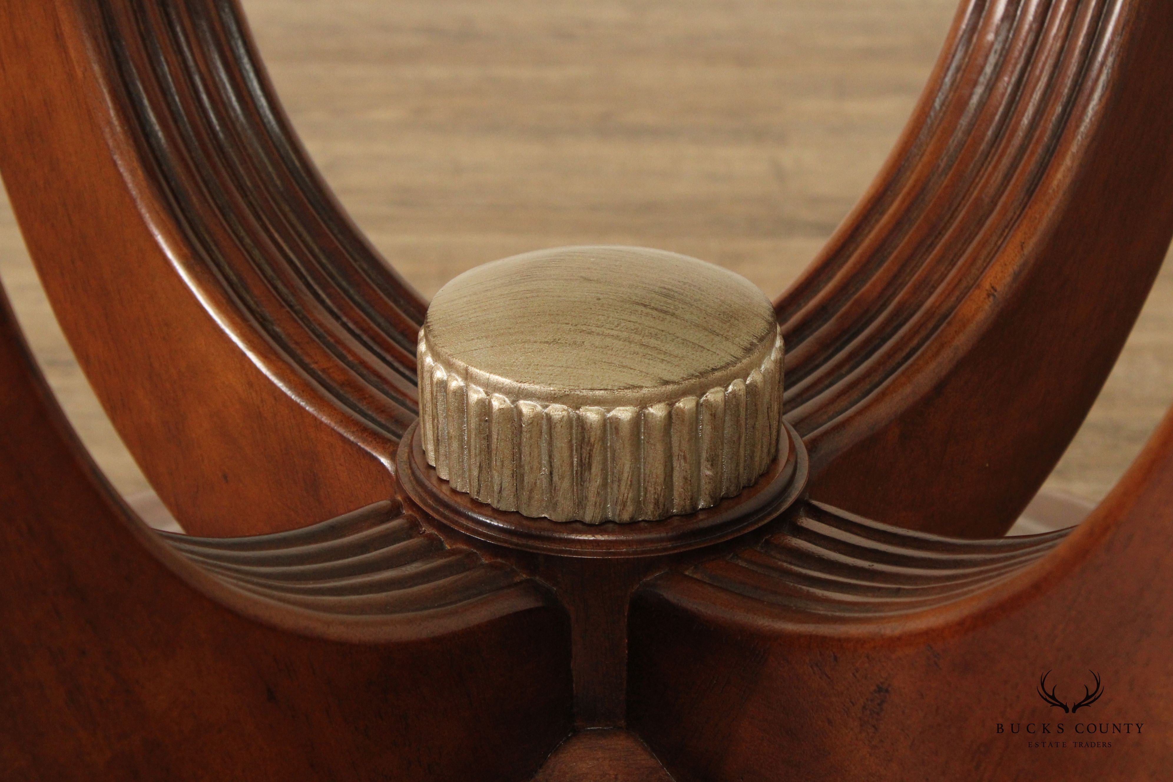 Modern Art Deco Style Round Glass Top Pedestal Dining Table