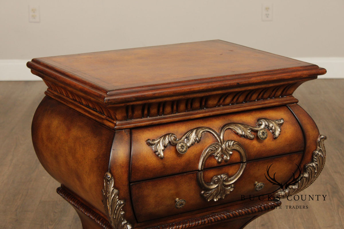 Regency Style Burlwood Bombe Four-Drawer Accent Chest