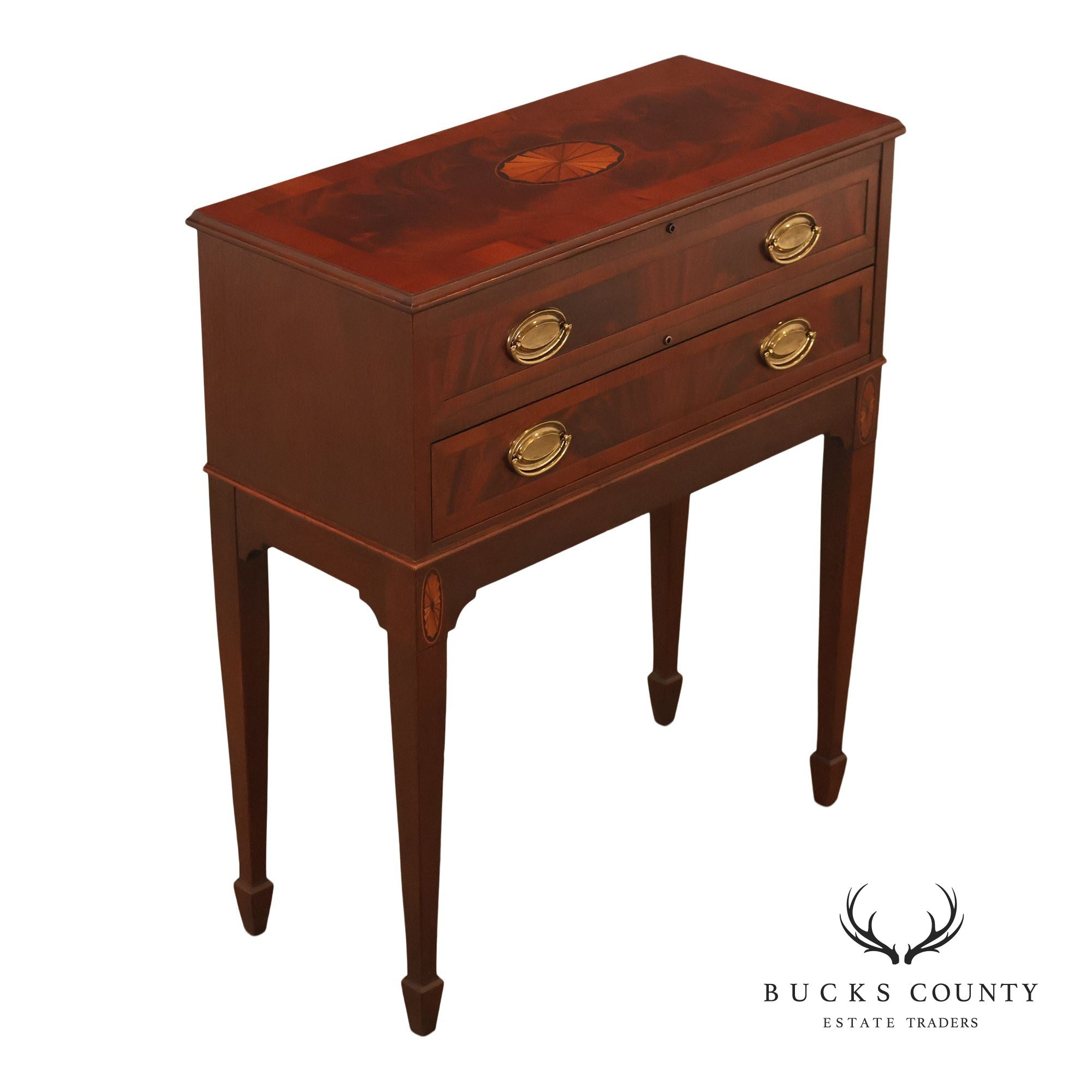 Hekman Federal Style Mahogany Inlaid Silver Chest