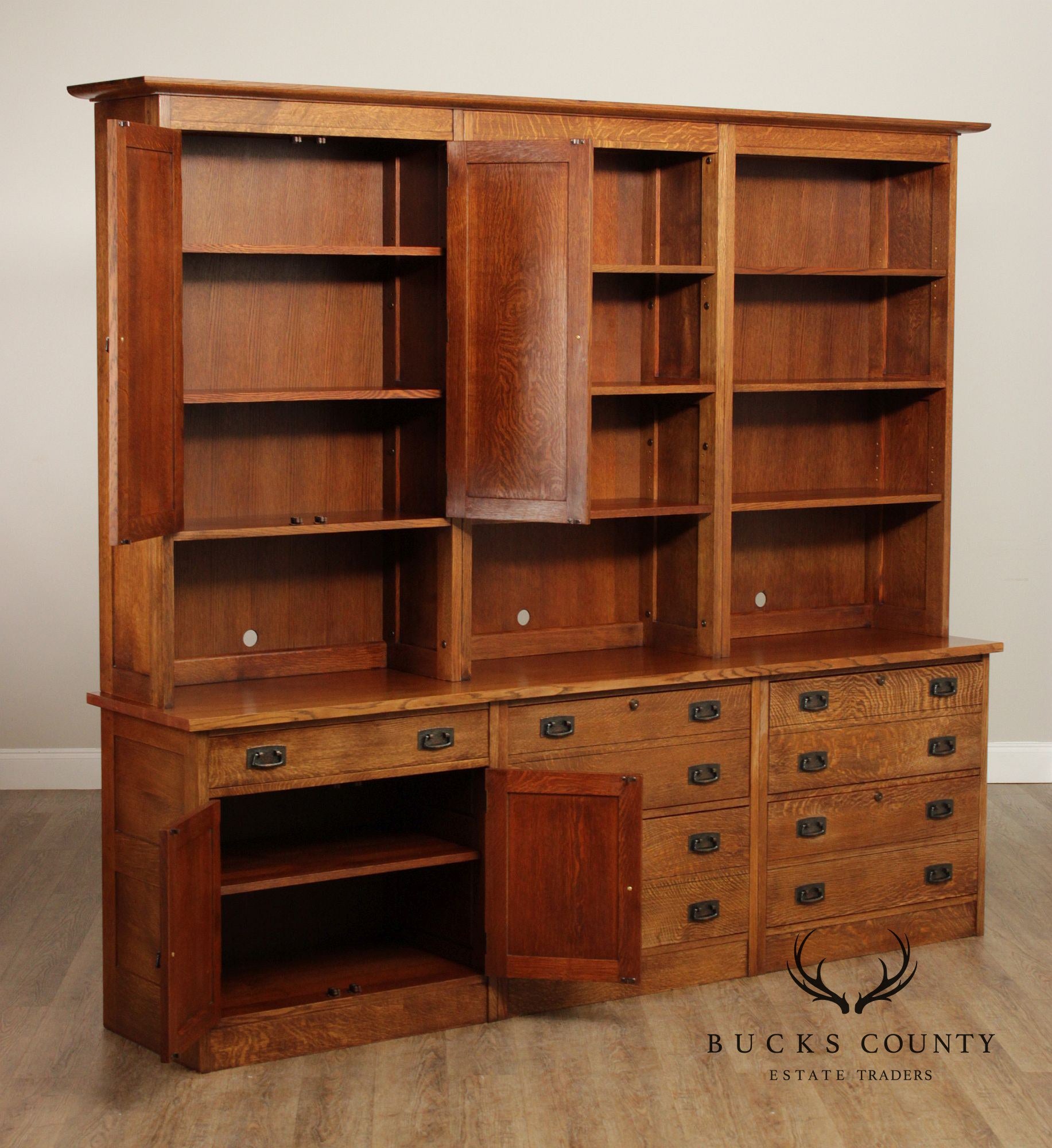 Stickley Mission Collection Large Oak Custom Office Unit