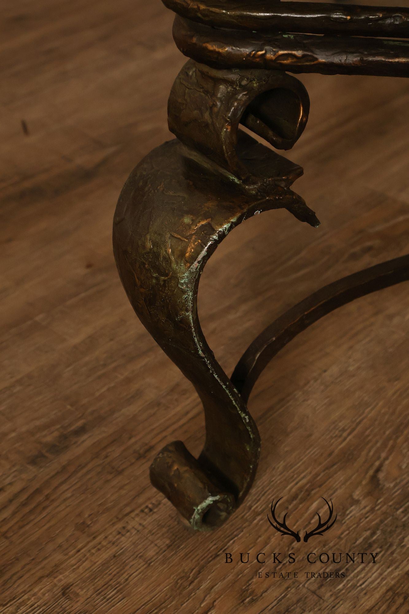 Neoclassical Style Iron And Glass Coffee Table