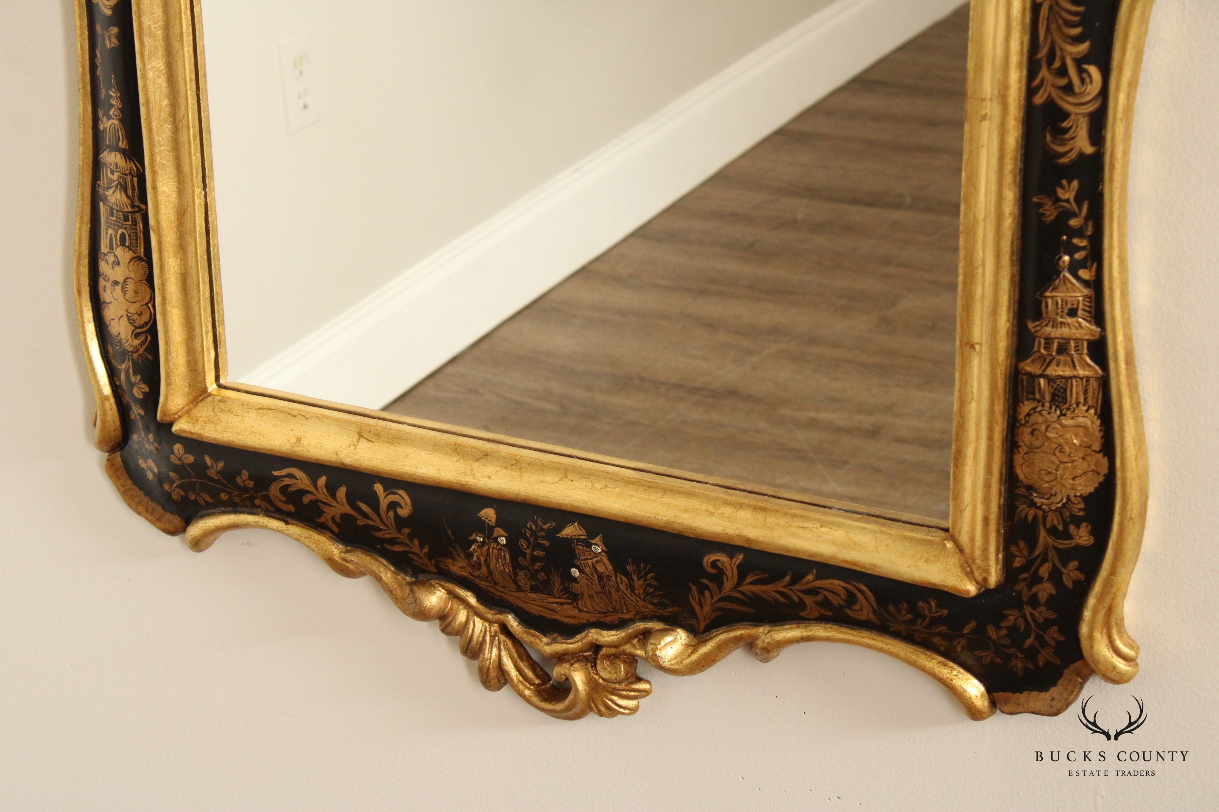 Italian Partial Gilt Chinoiserie Wall Mirror