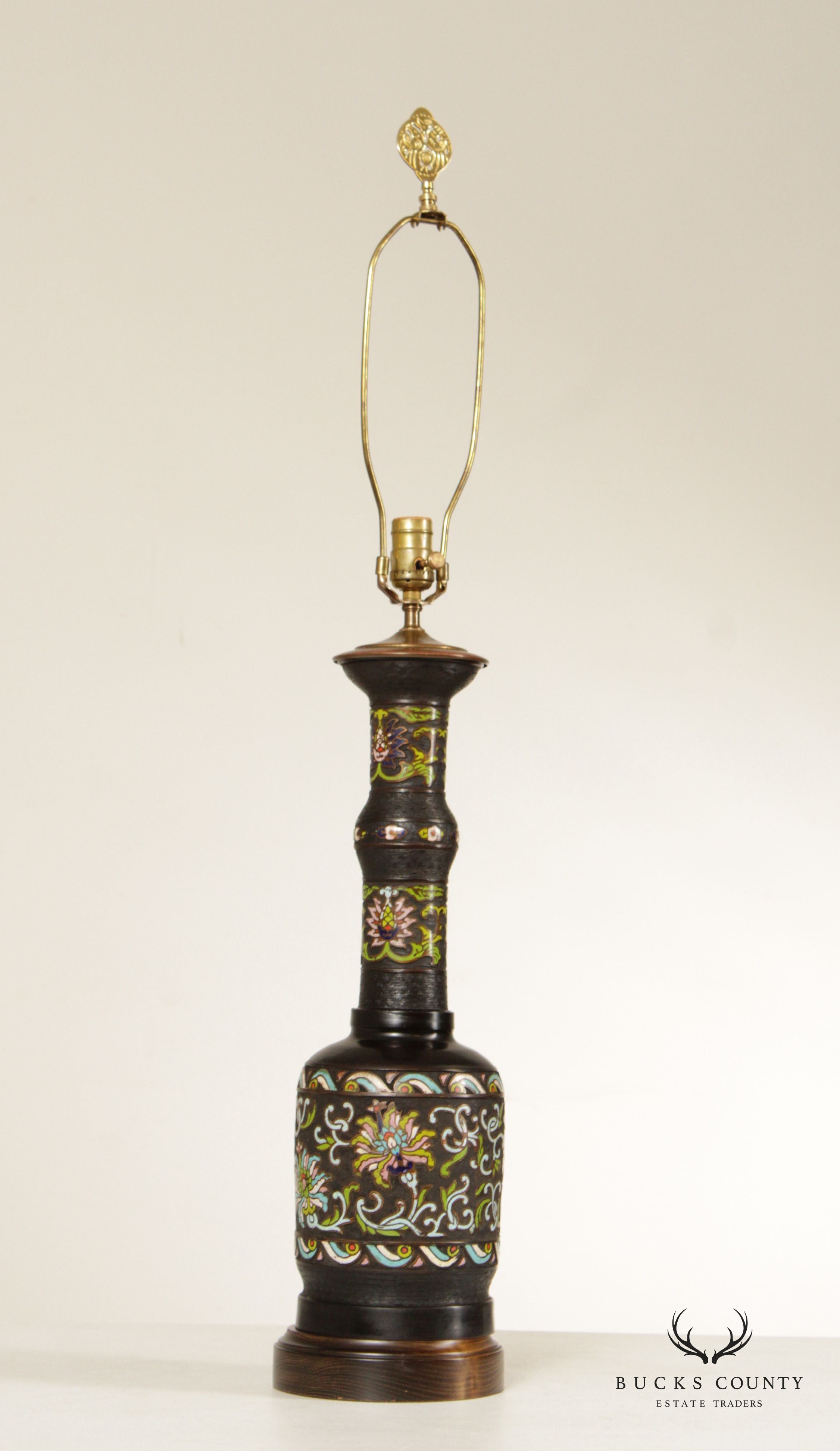 Asian Style Champlevé Enamel Bronze Table Lamp