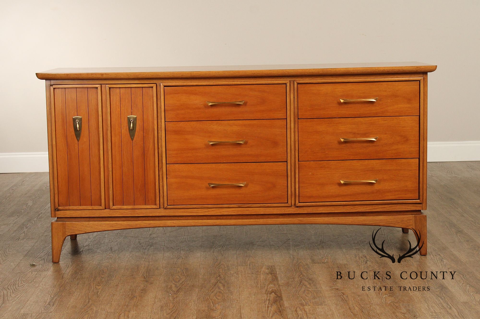 Kent Coffey 'The Wharton' Mid Century Modern Walnut Triple Dresser