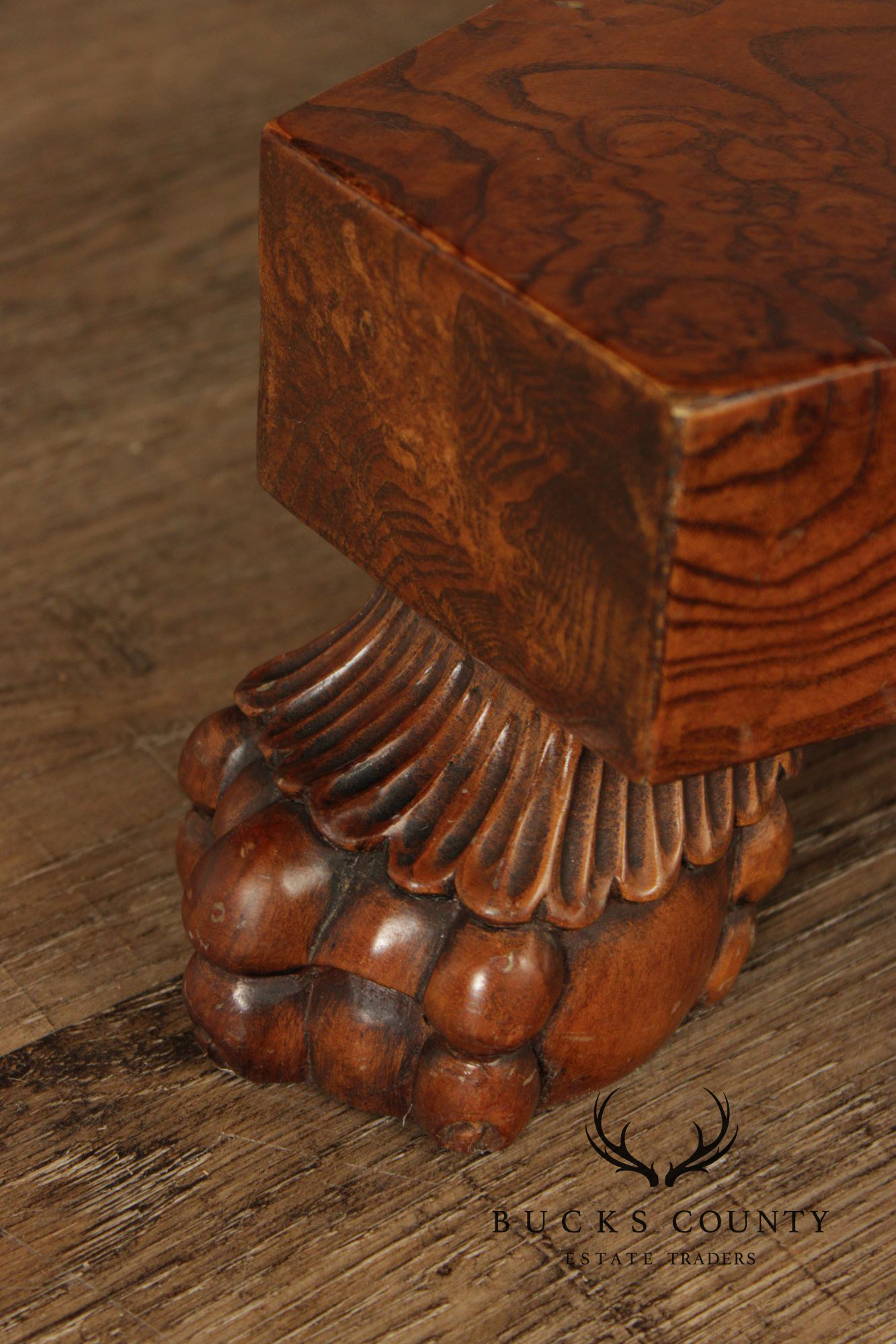 Italian Made Empire Style Round Burlwood Pedestal Center Table