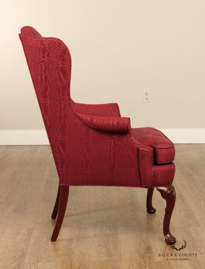 SHERRILL QUEEN ANNE STYLE MAHOGANY WING CHAIR
