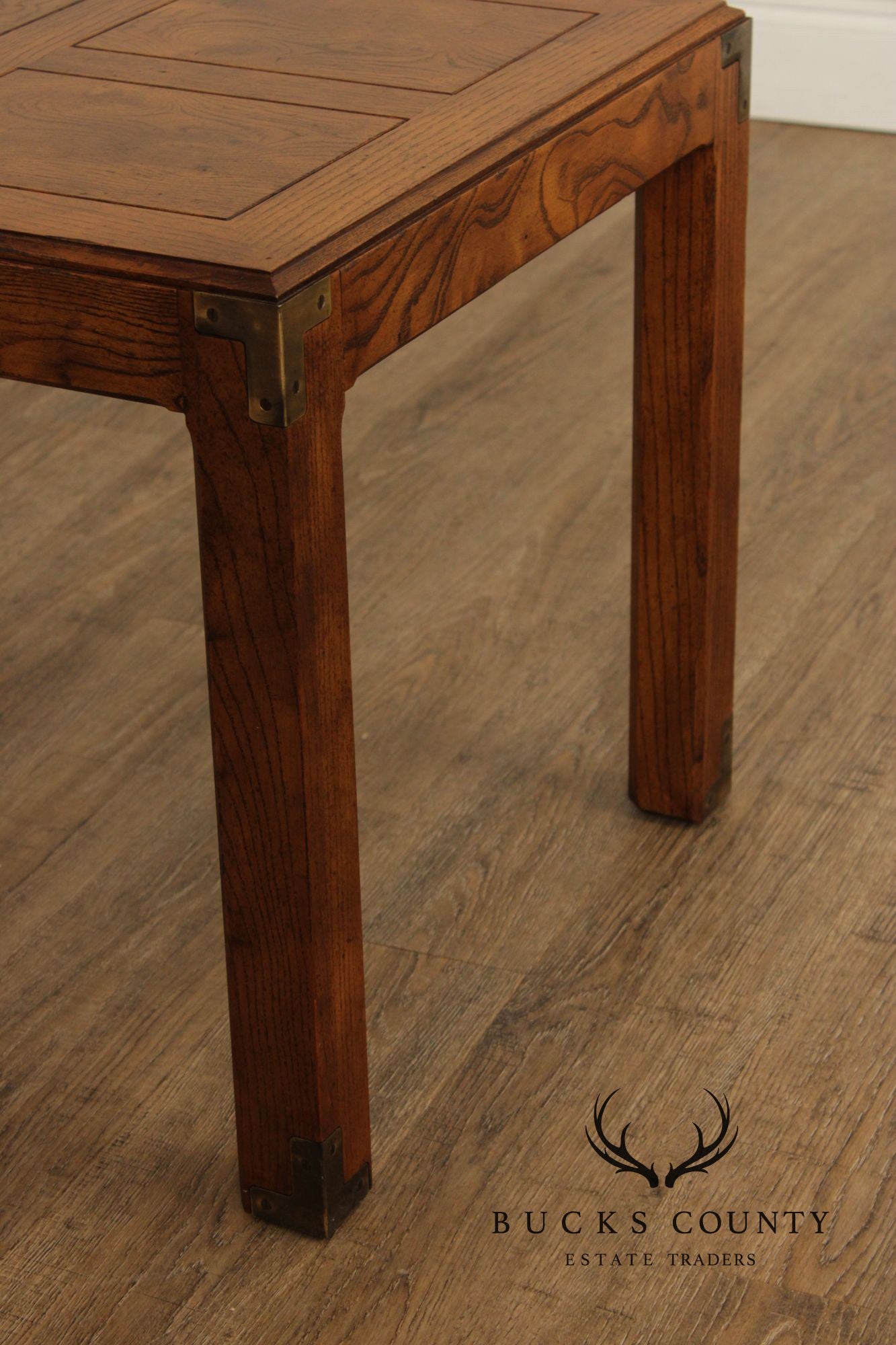 Henredon 'Artefacts' Oak and Brass Campaign End Table