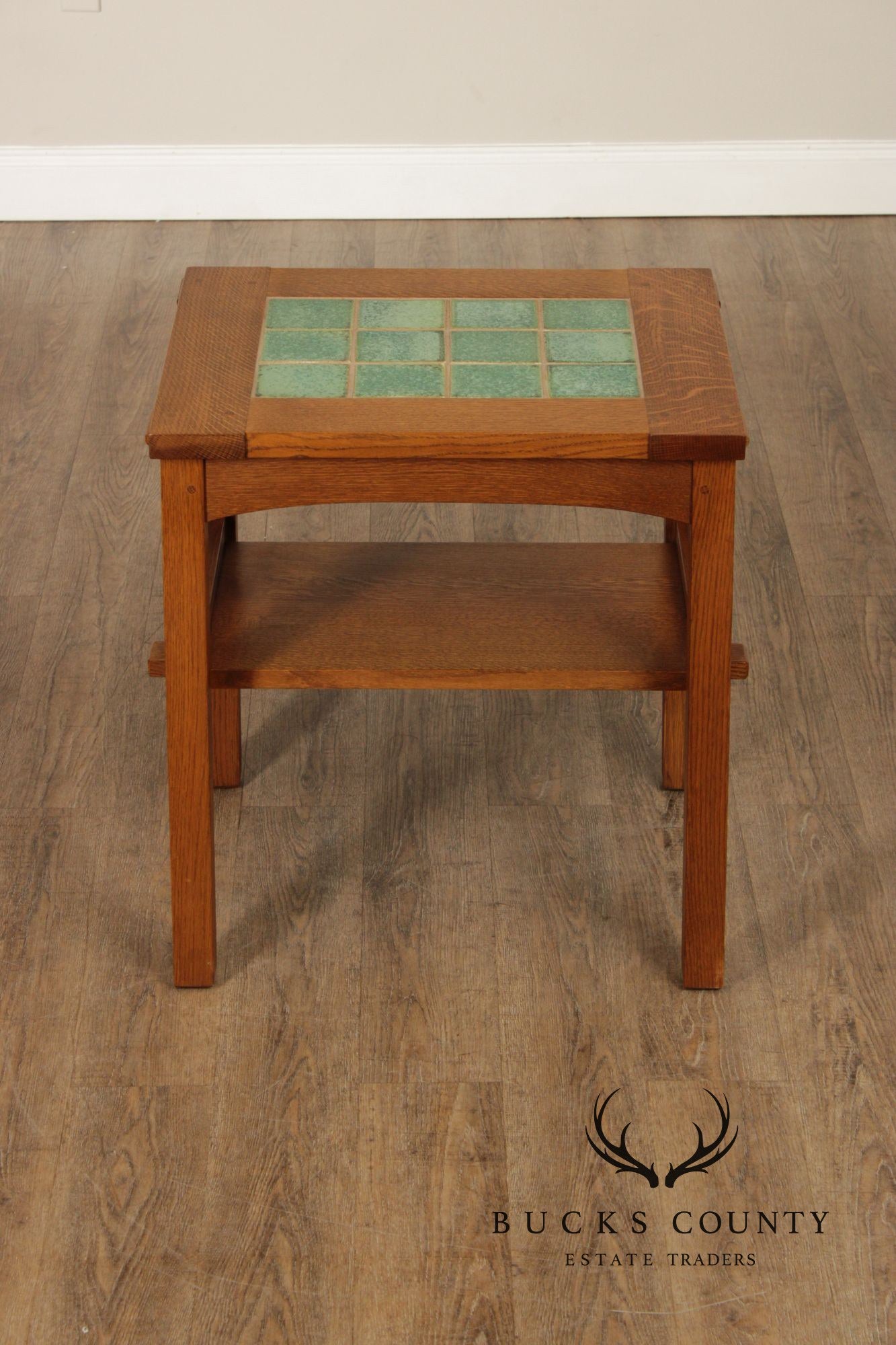 Stickley Mission Collection Oak Tile Top End Table