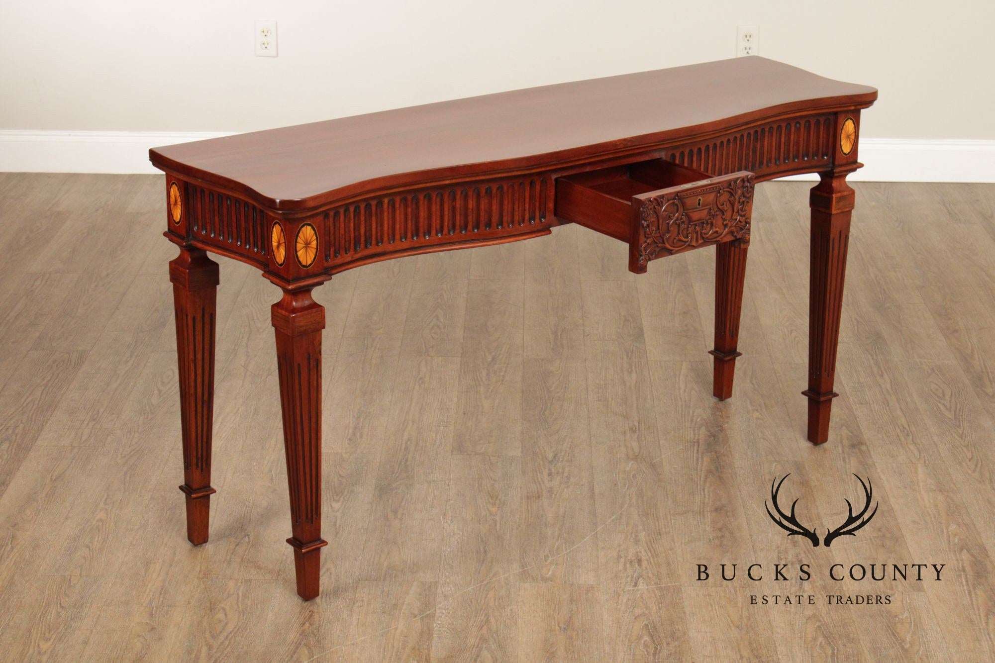 Victoria Collection Neoclassical Style Inlaid Mahogany Console Table