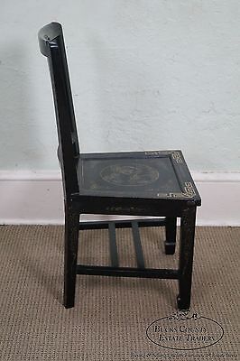 Antique Chinese Black Lacquer Chinoiserie Side Chair