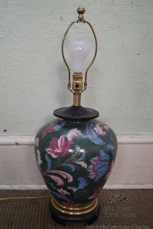Frederick Cooper Floral Pottery Ginger Jar Urn Table Lamp