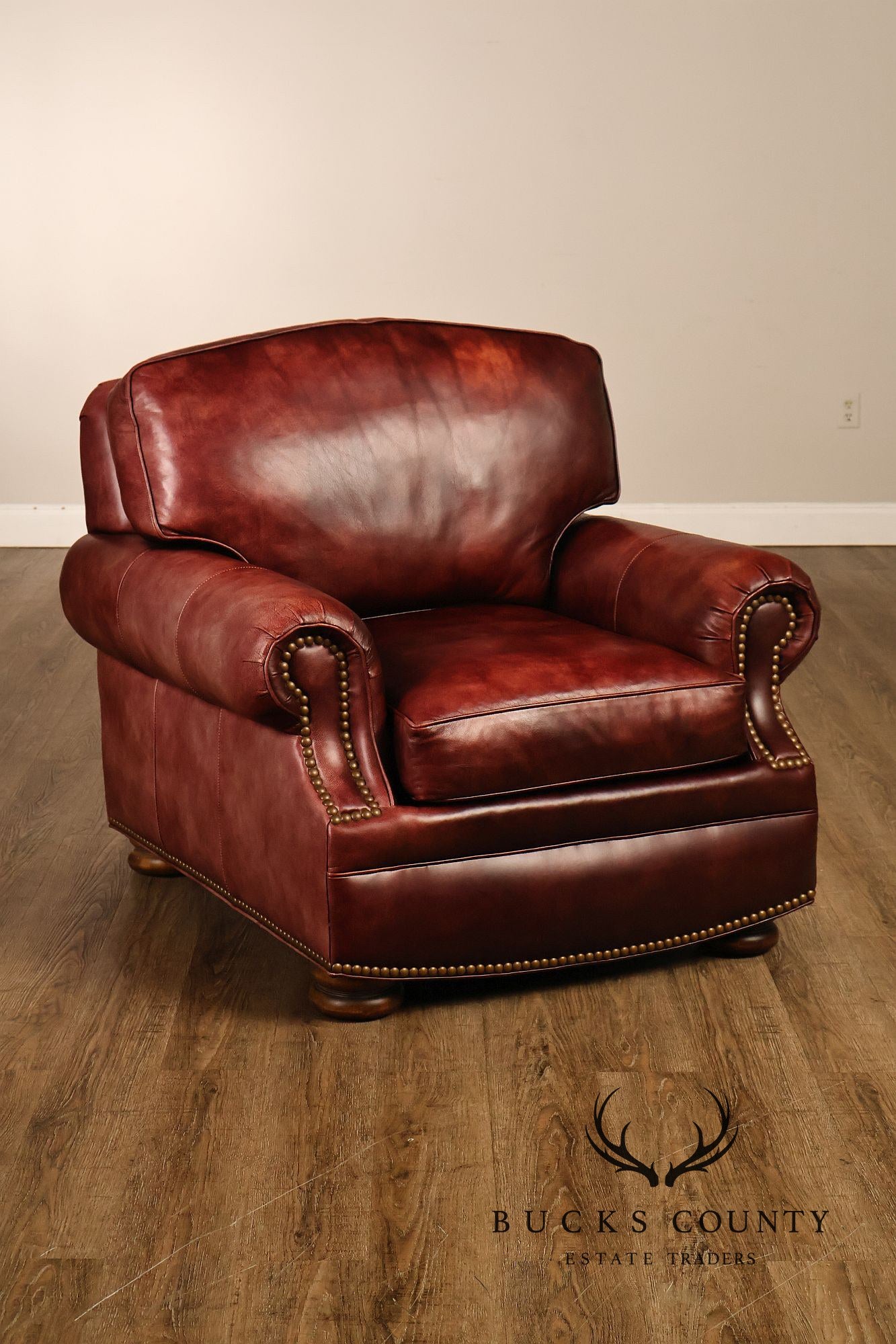 Hancock & Moore Pair of Red Leather 'Clivedon' Armchairs