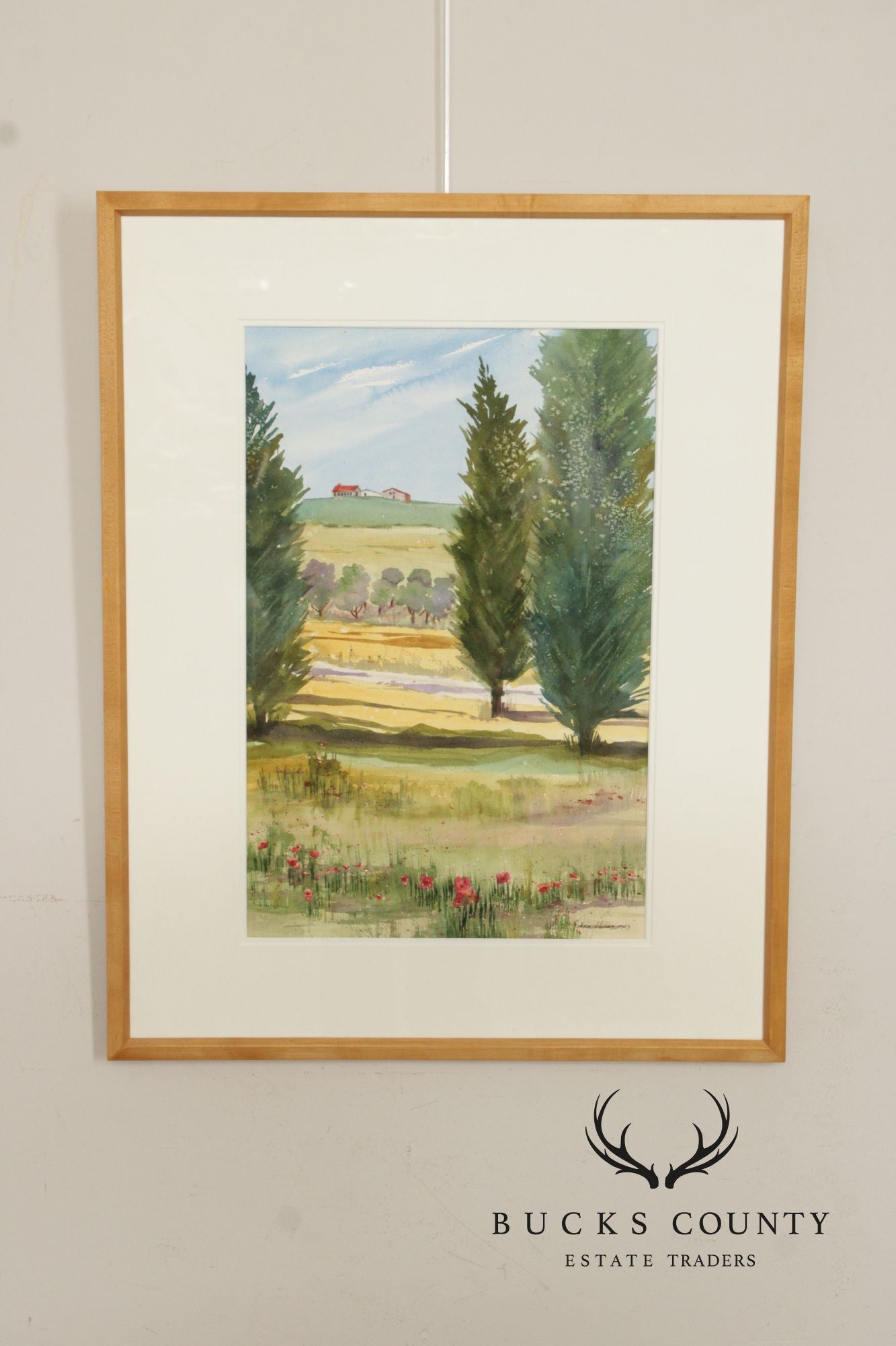 Ann M. Howes Watercolor Landscape Painting, 'Through the Cypress Trees'