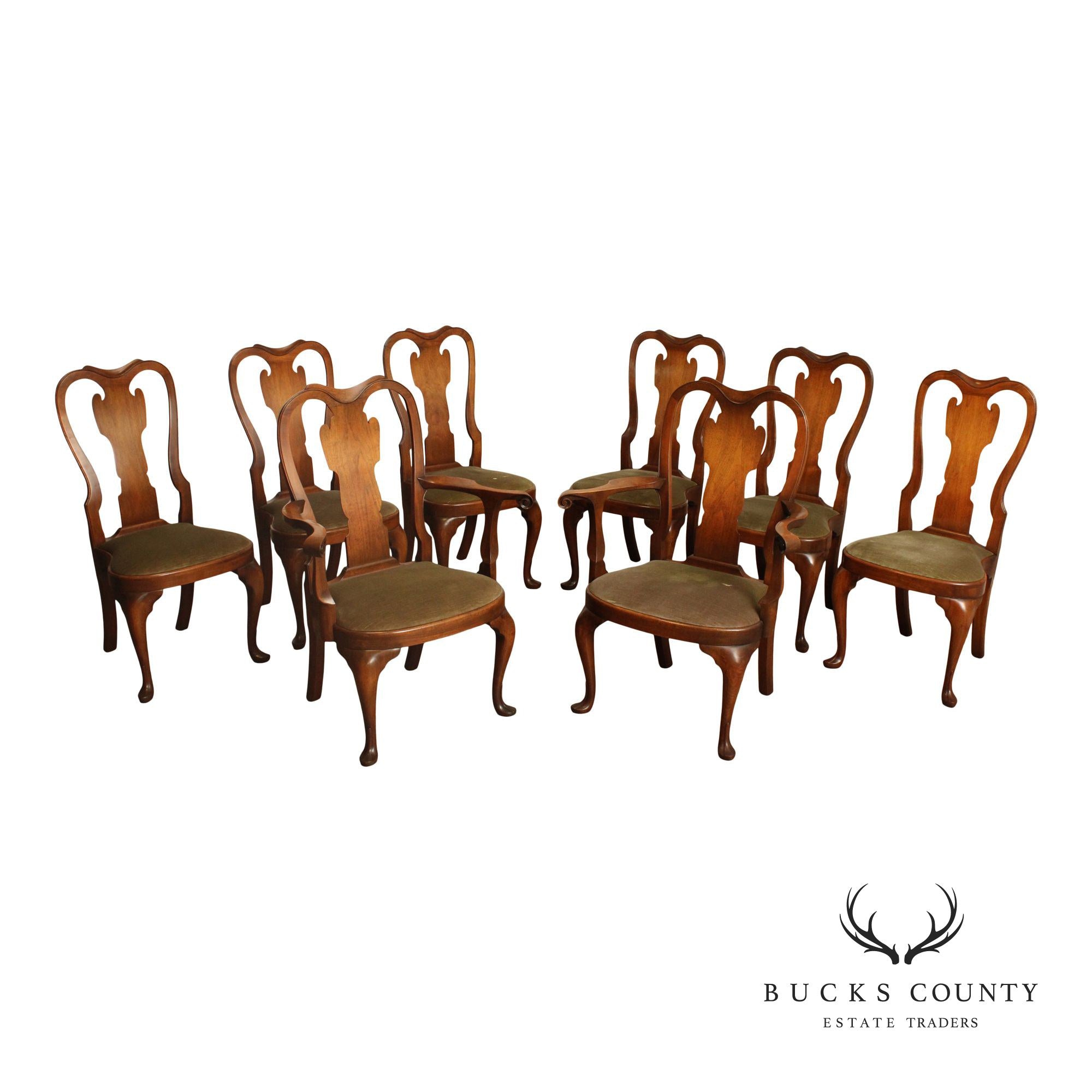 Saybolt Cleland Queen Anne Style Set of Eight Mahogany Dining Chairs