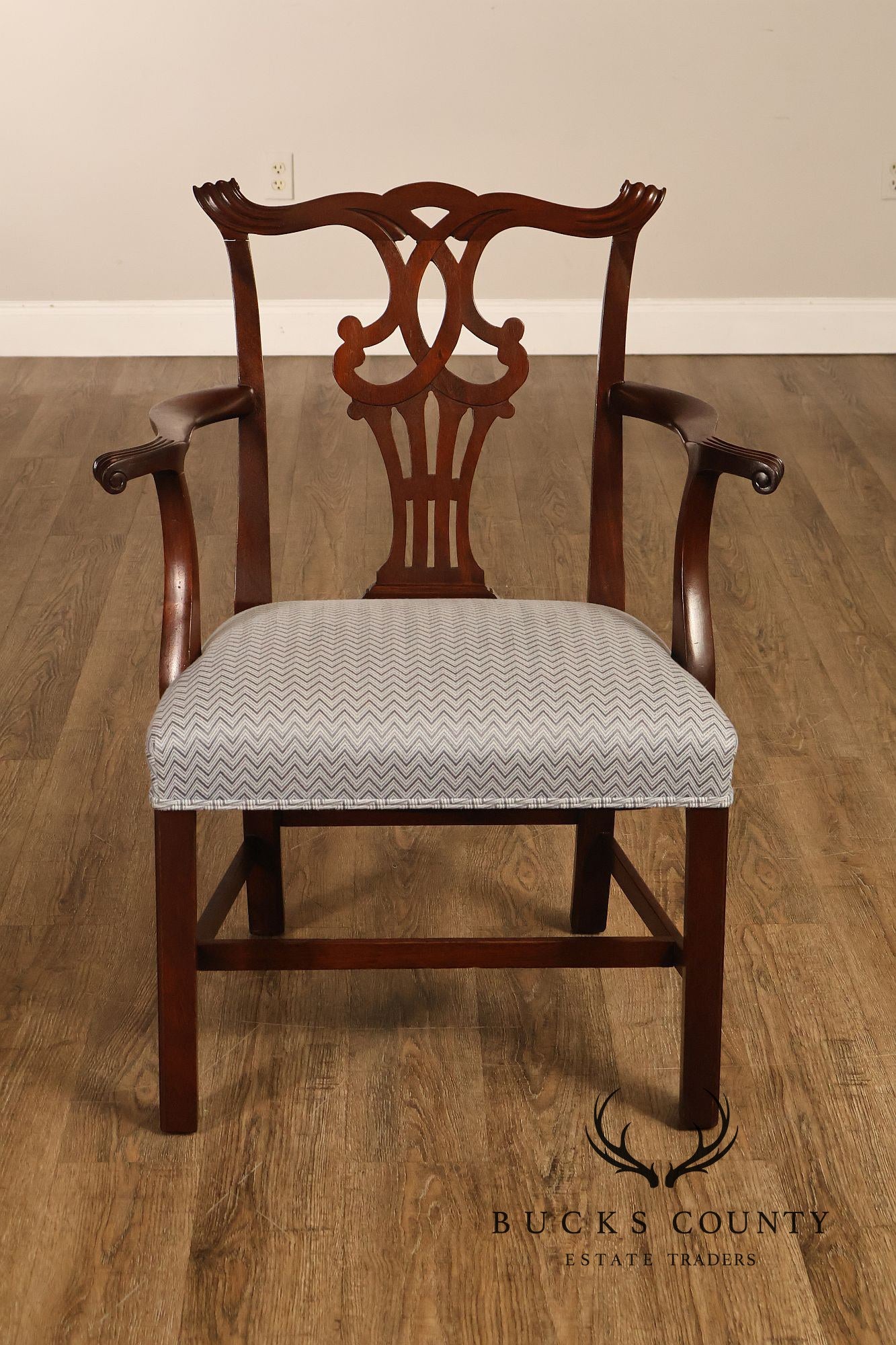 1940's Chippendale Style Set Of Eight Custom Mahogany Dining Chairs
