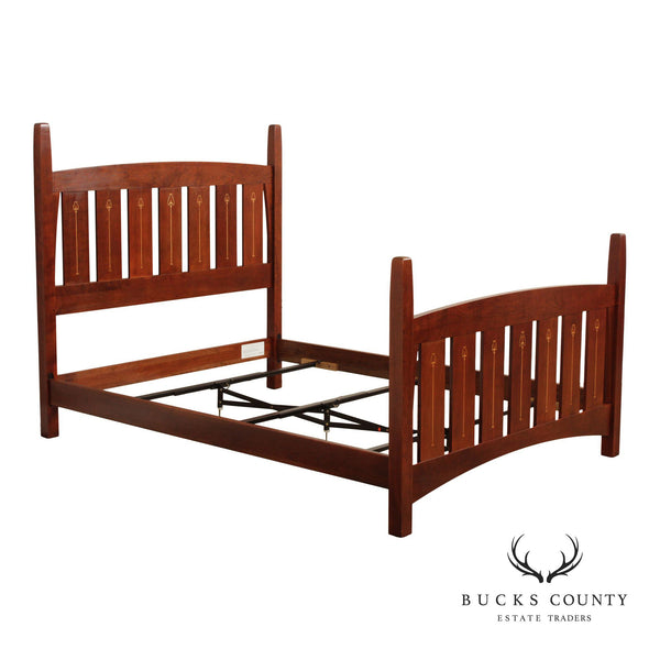 Stickley Mission Collection Harvey Ellis Inlaid Cherry Queen Bed
