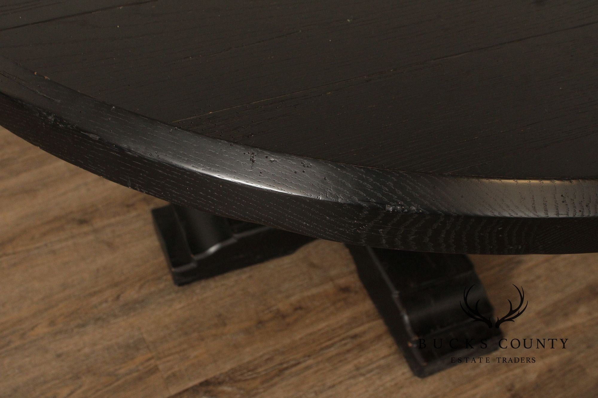 Ebonized Round Top Pedestal Dining Table